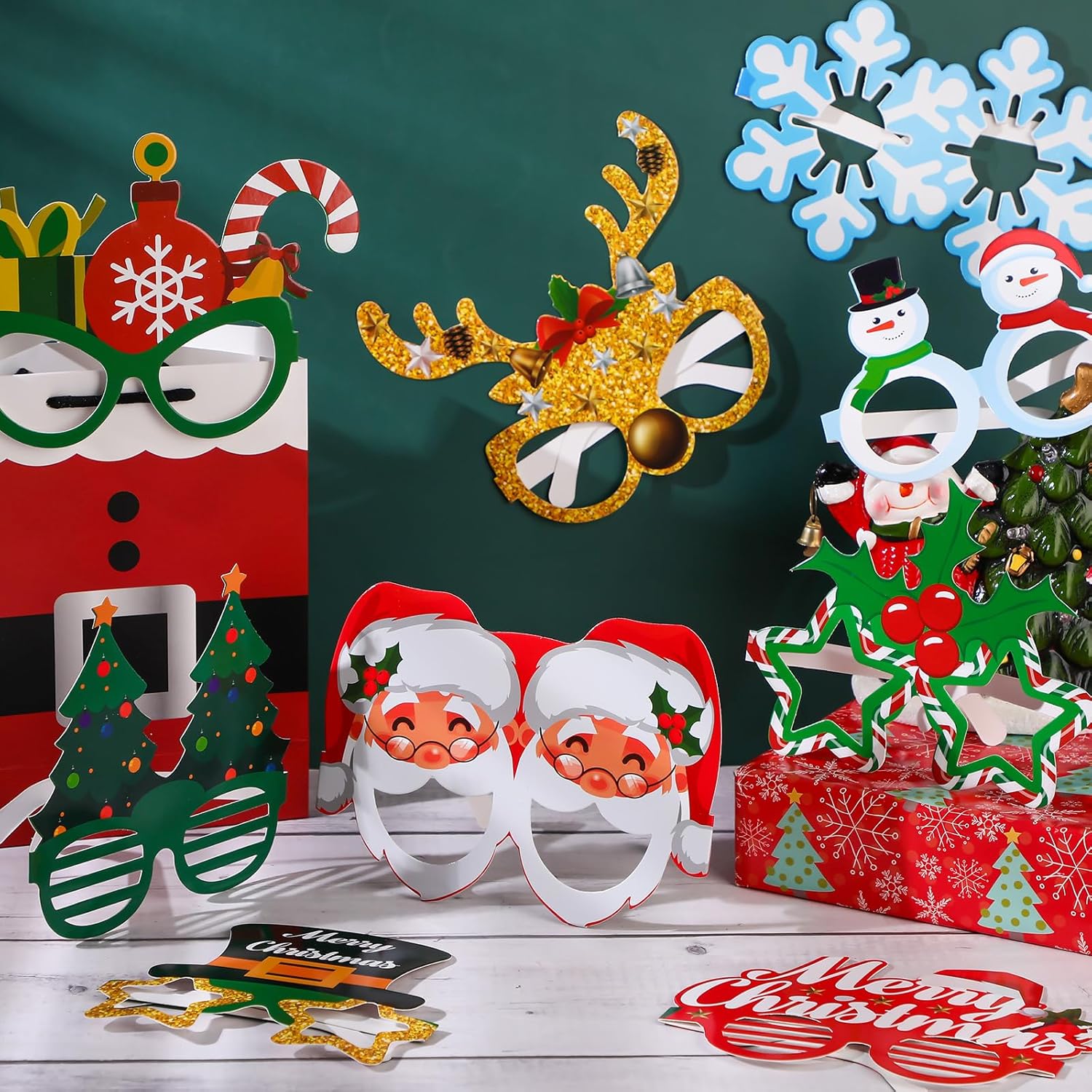 Syhood 48 Pcs Paper Christmas Glasses Bulk