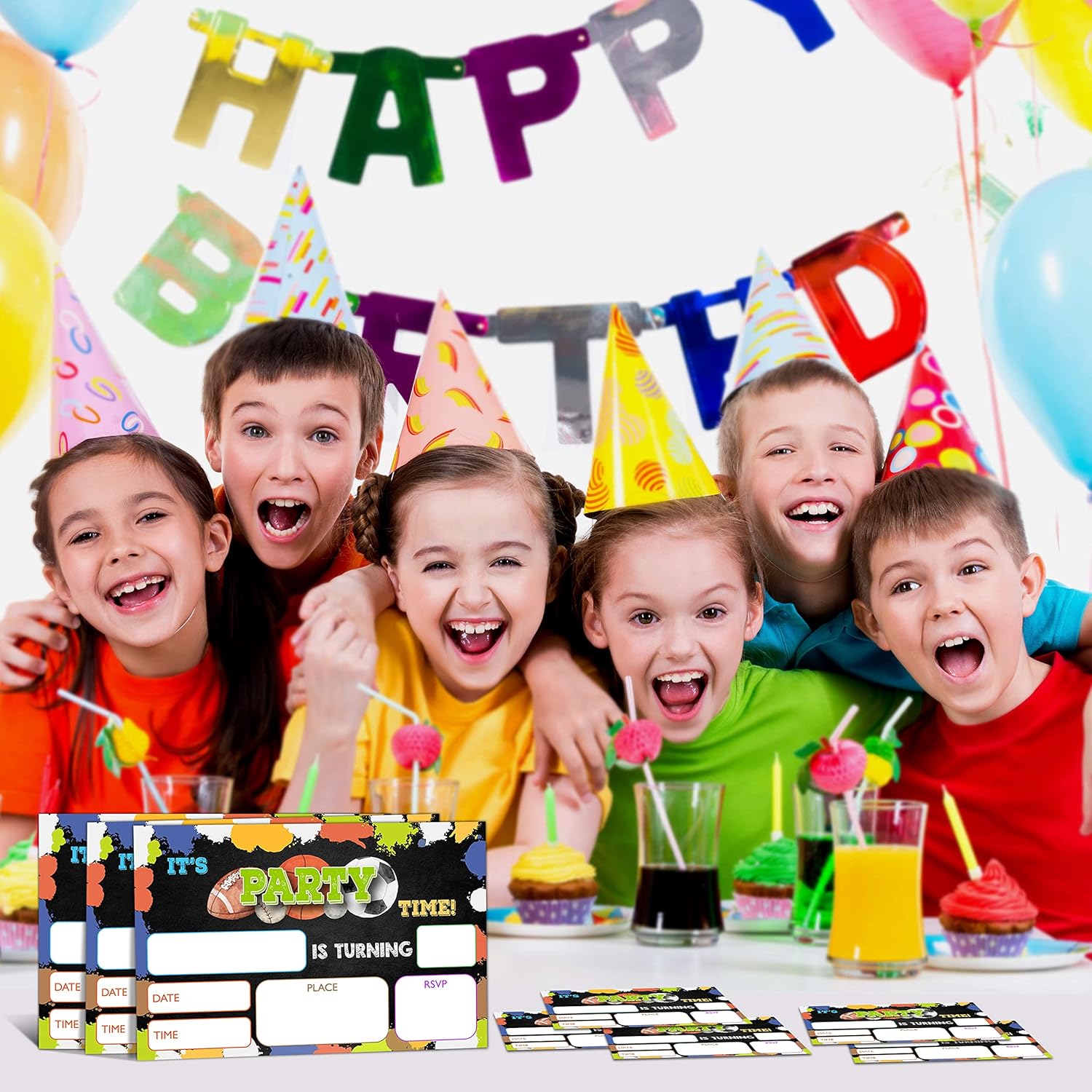 YSTEP Sports Birthday Party Invites 4x6 20-Pack with Envelopes