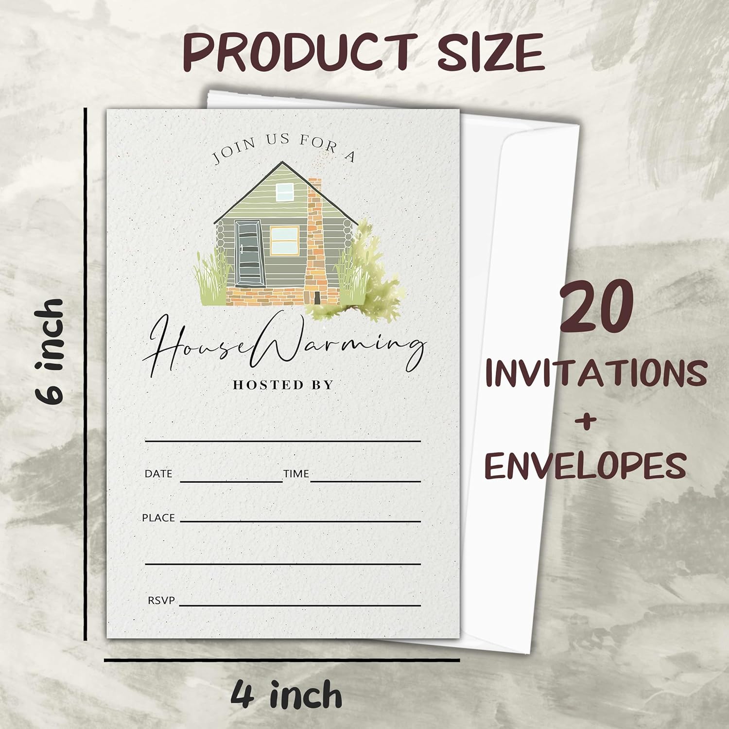 20 Piece Modern Home Invitation Cards with Envelopes