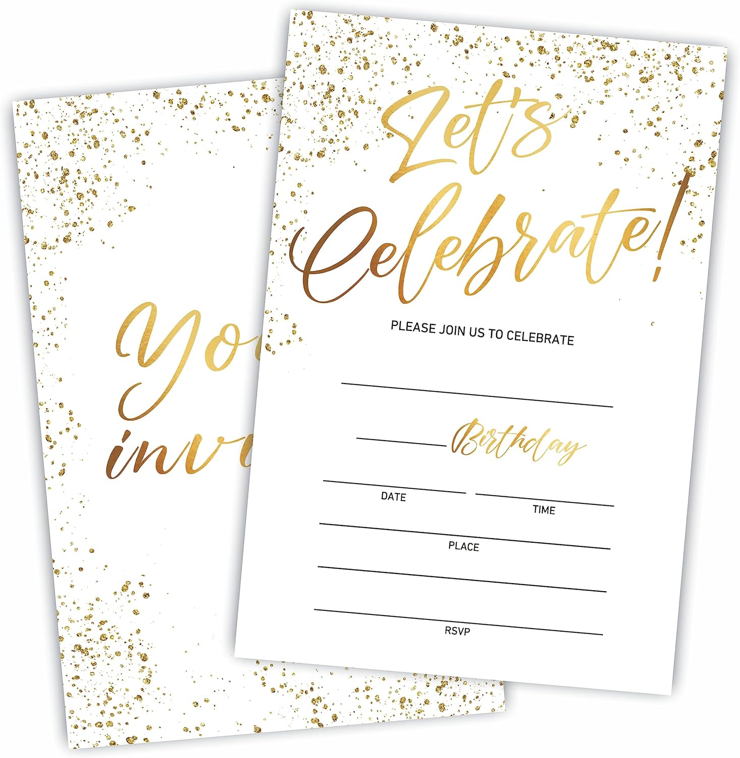 Lets Celebrate 20 Golden Classic Invites With Envelopes