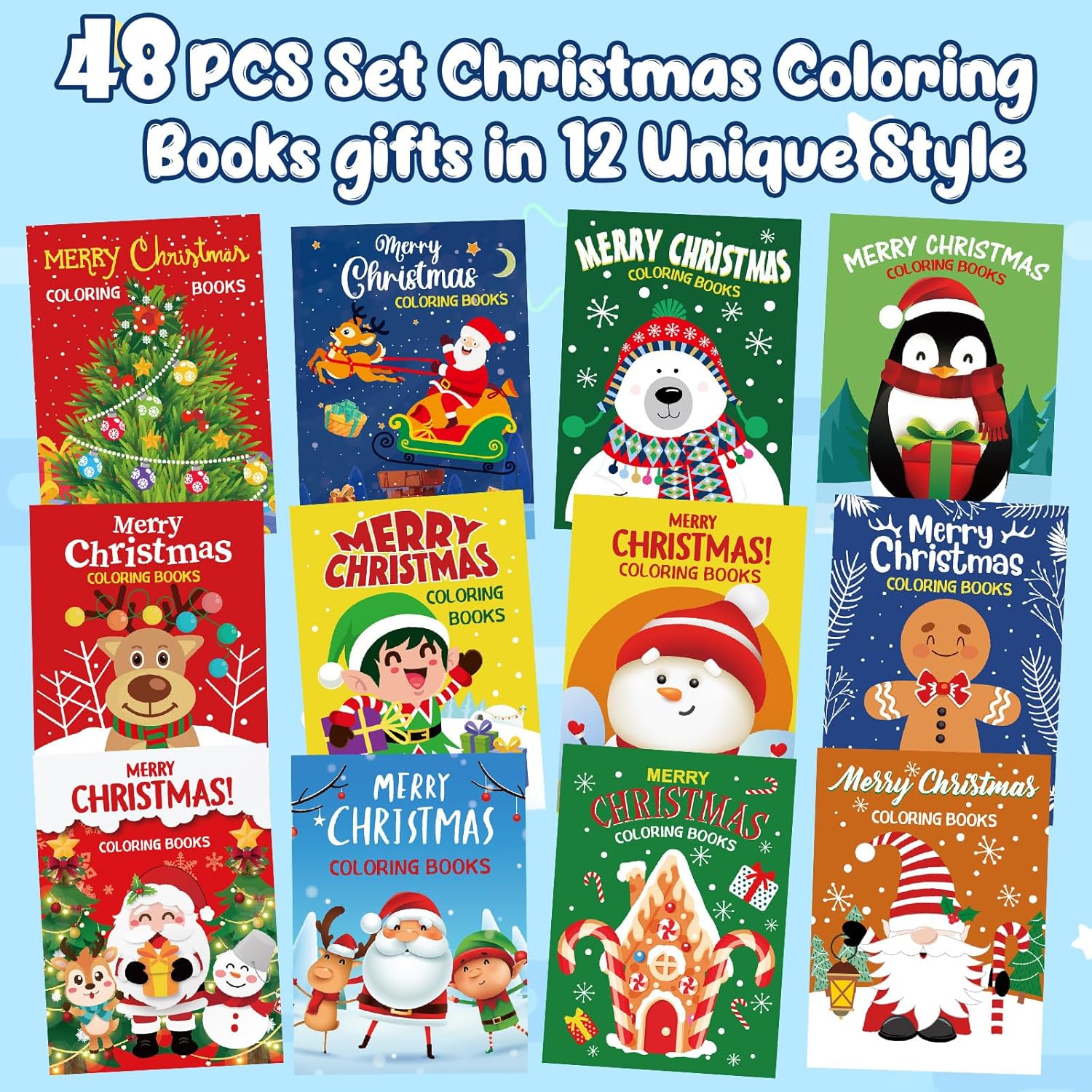 Zhanmai 48 Set Christmas Coloring Books Gift Pack