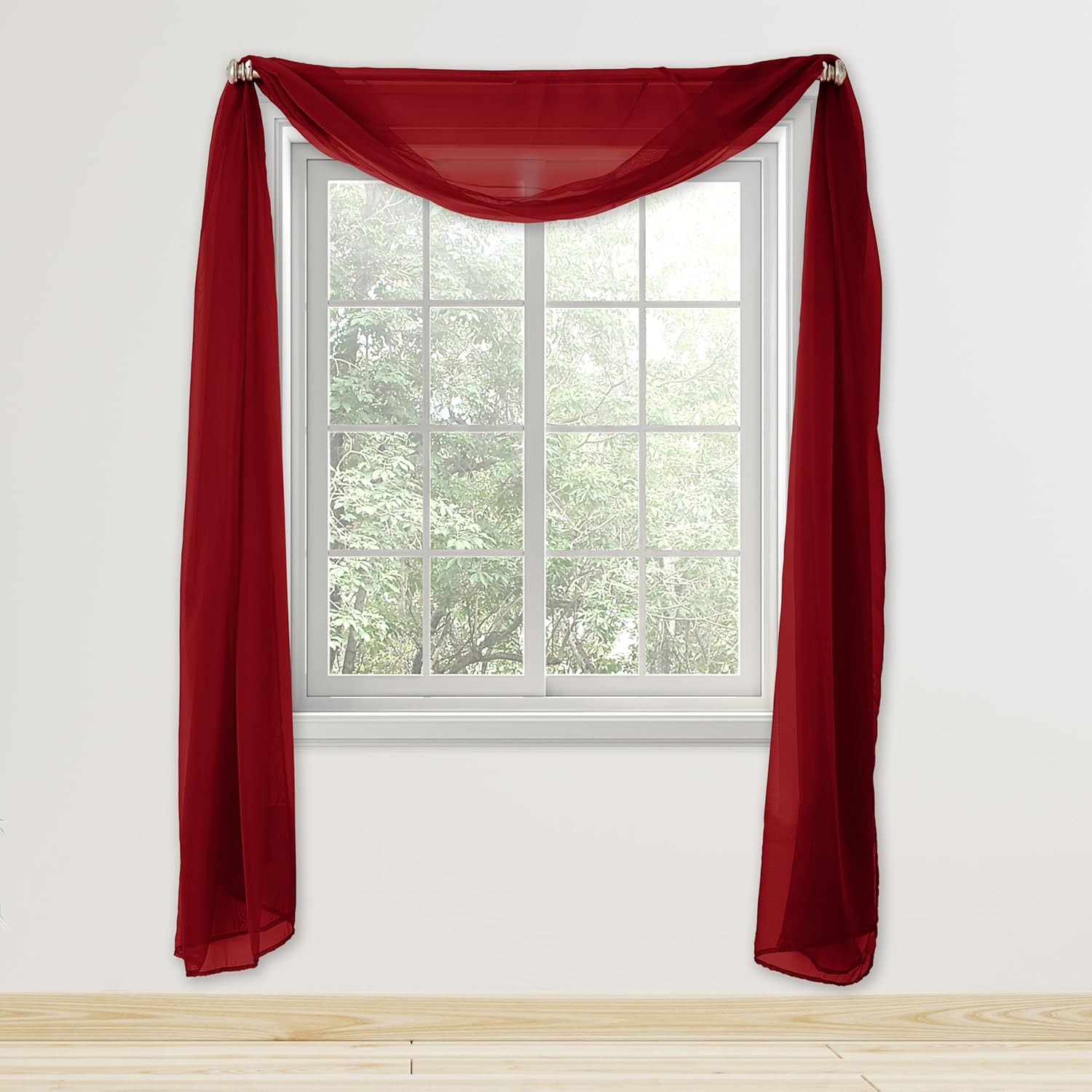 Elegant Comfort Lightweight Sheer Curtain Valance - 216 Inch Long - Burgundy