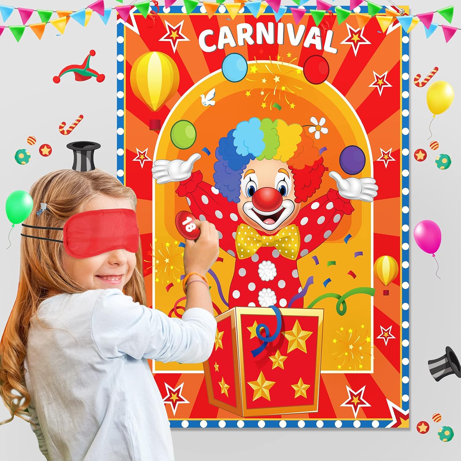 Outus Clown Nose Pin Game for Birthday Party Supplies