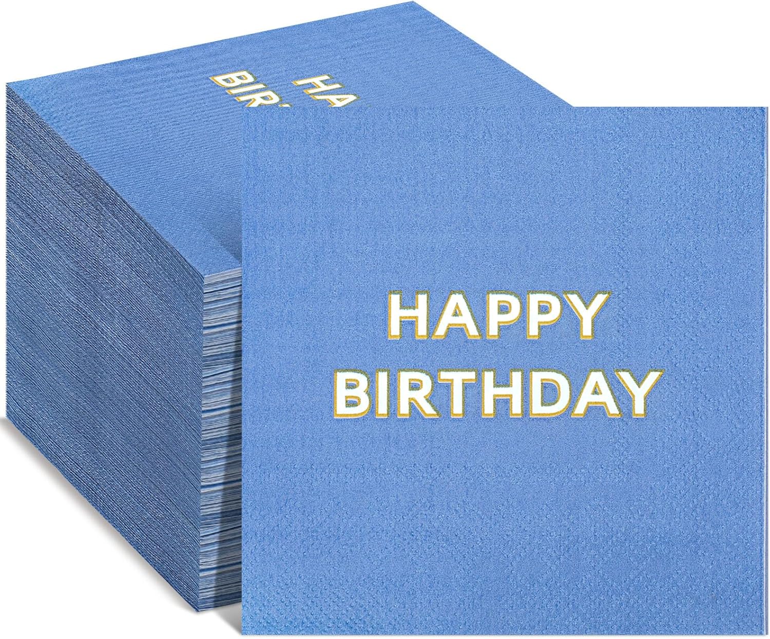Maitys 200 Pcs Blue Birthday Napkins 5 Folded Party Supplies