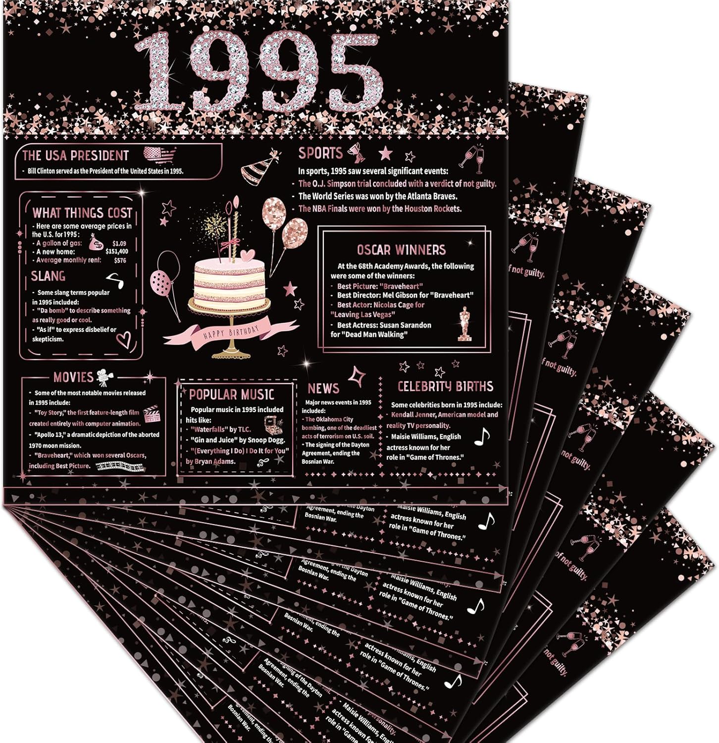 30th Birthday Napkins Set - 50 Pcs Black Rose Gold Design