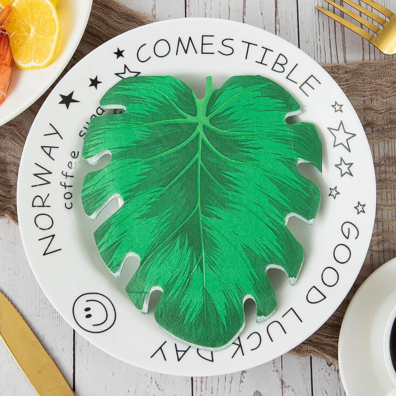 PHOGARY Tropical Palm Leaf Napkins 40-Count