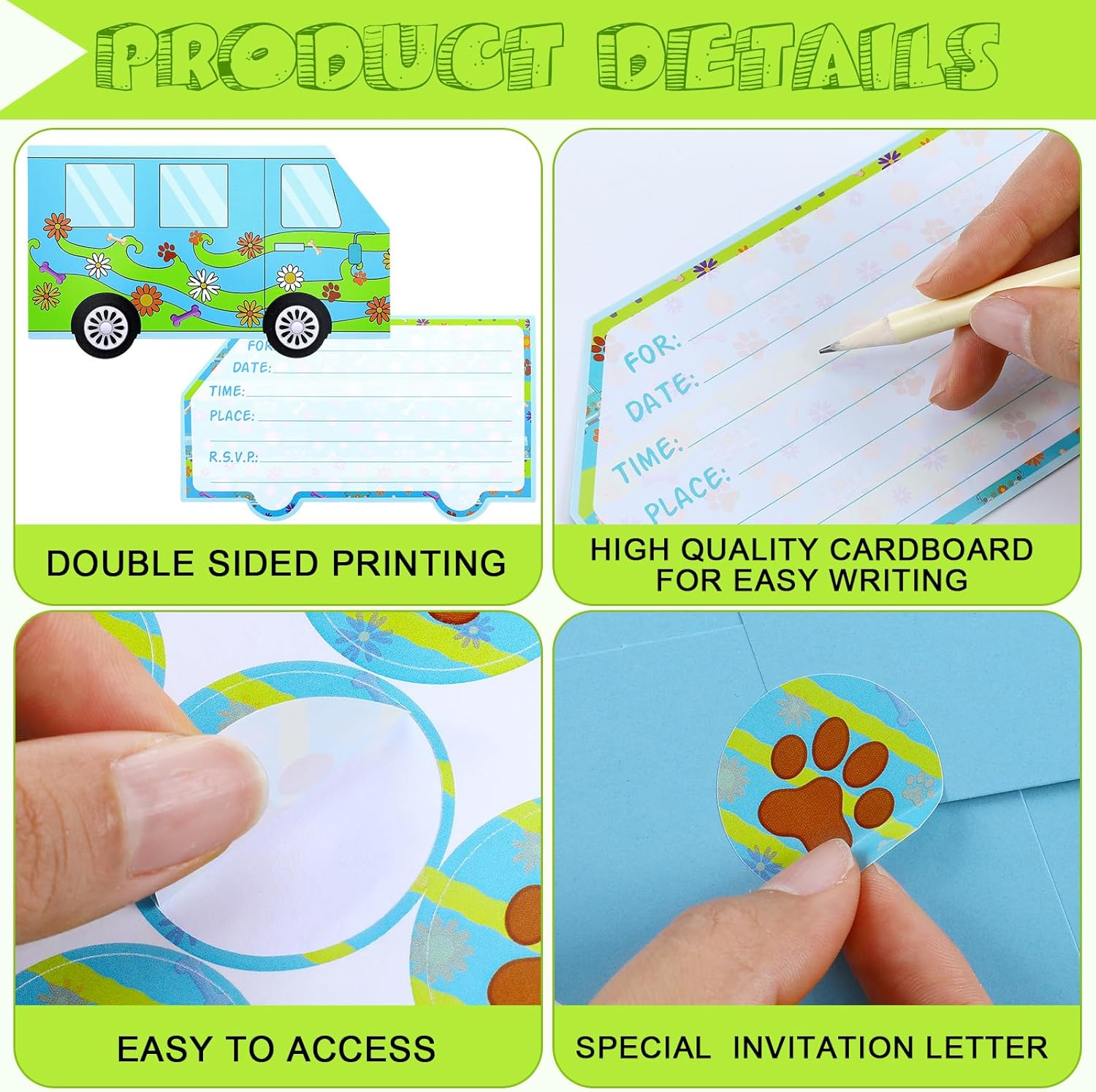 30 Piece Cartoon Dog Birthday Party Invitation Set