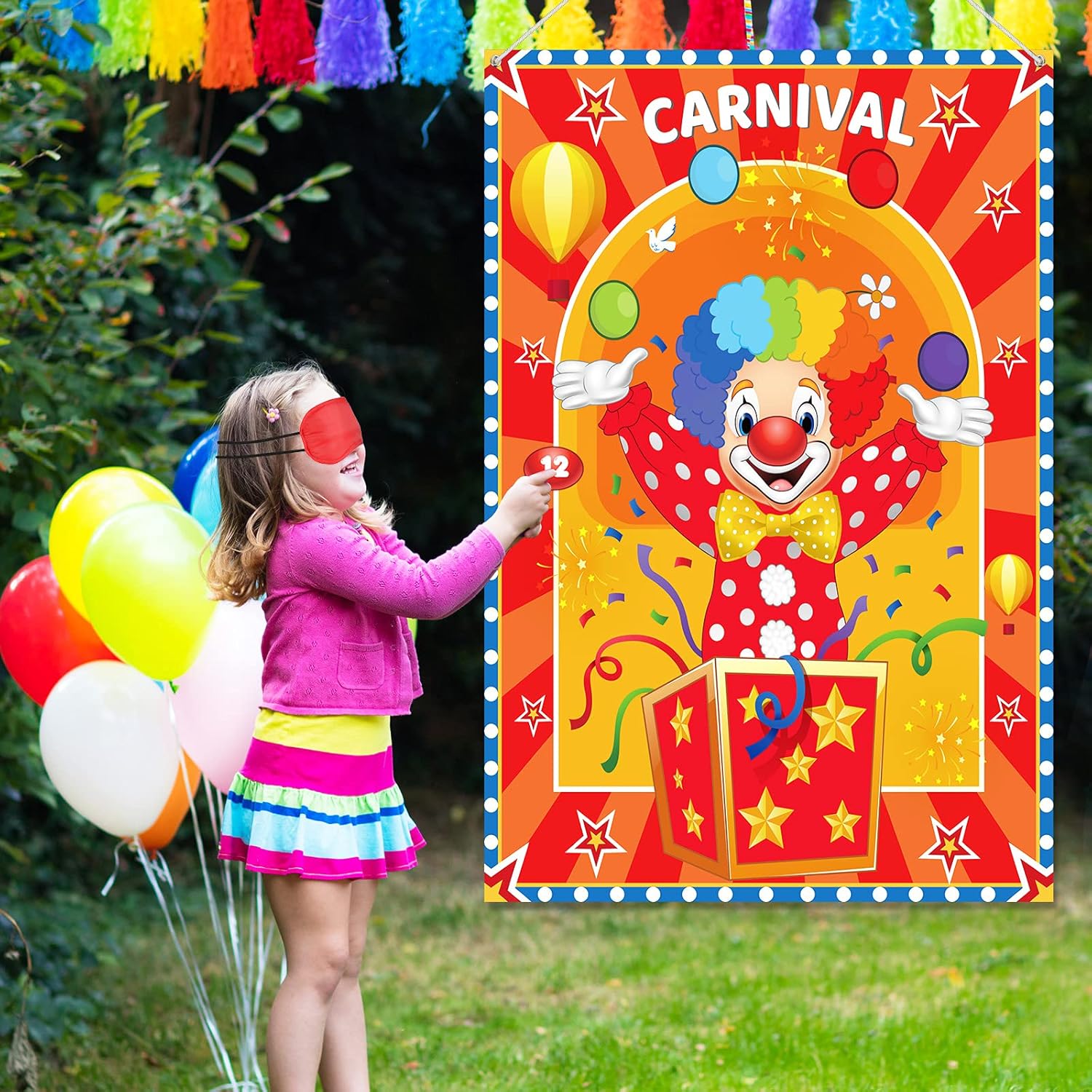 Outus Clown Nose Pin Game for Birthday Party Supplies