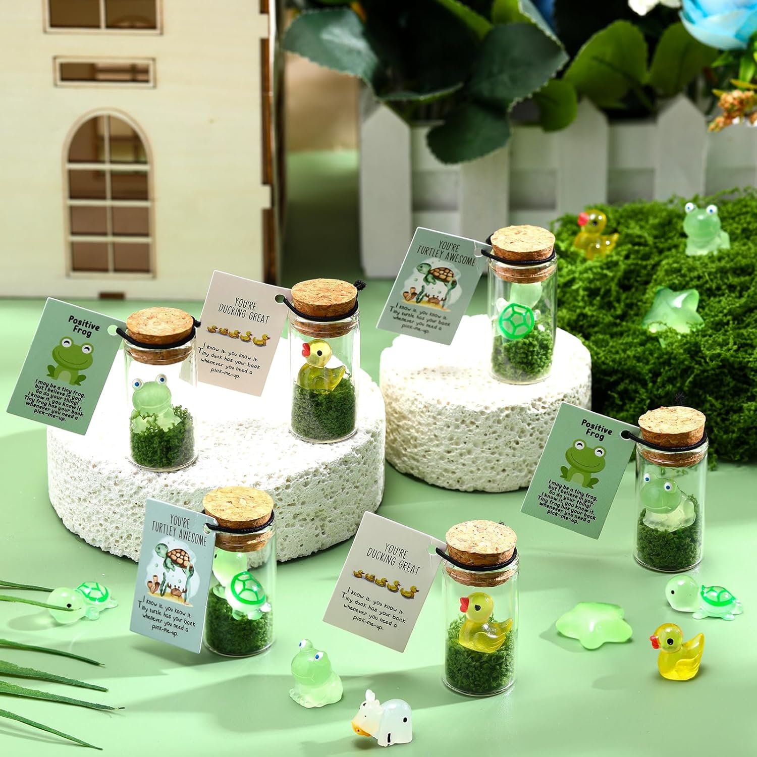 35 Sets Employee Appreciation Gift Bulk Luminous Resin Toys and Glass Bottles