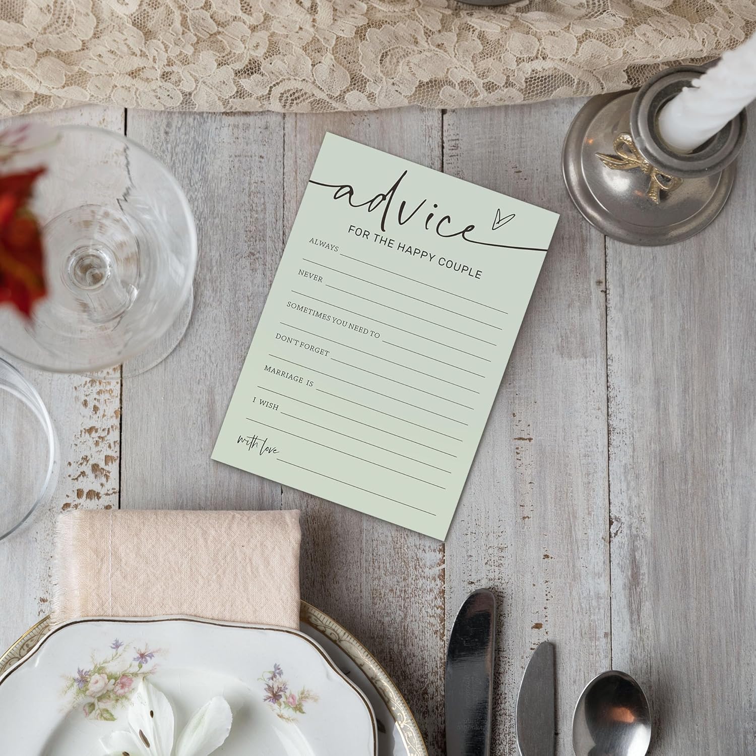 Bridal Shower Game Cards Set of 25 Sage Green