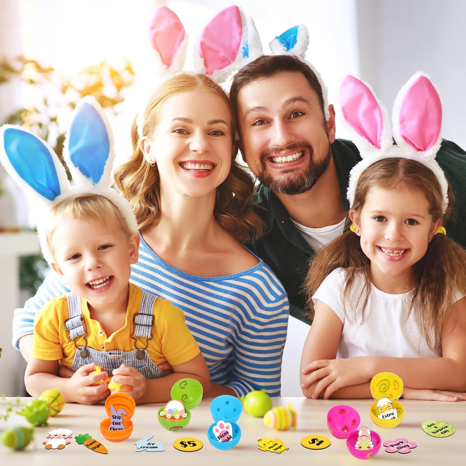 100 Pcs Wooden Easter Tokens for Egg Hunt Prizes