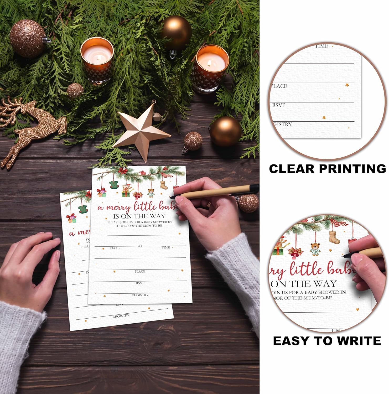 Winter Baby Shower Invitations for Boy Girl 25 with Envelopes