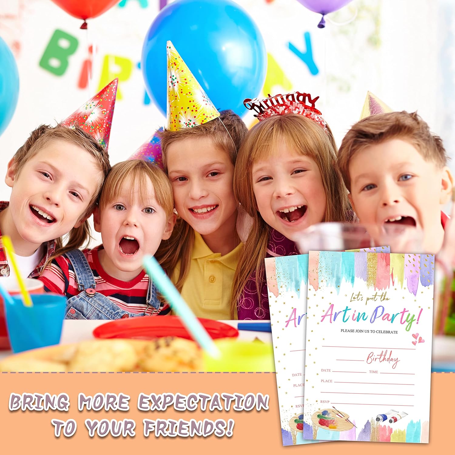 Art Birthday Party Invitations 20 Count with Envelopes
