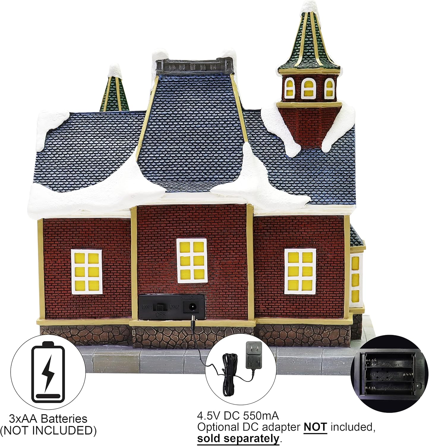 Moments In Time Resin Christmas Village Building with LED Lights and Music