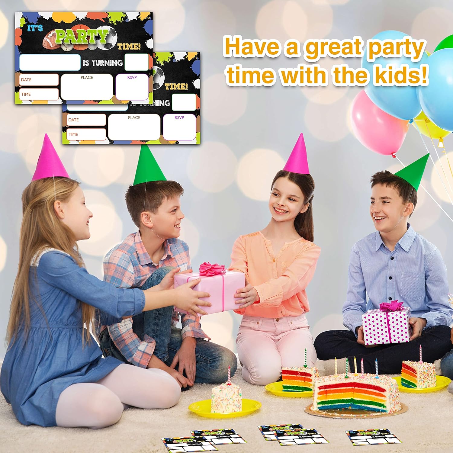 YSTEP Sports Birthday Party Invites 4x6 20-Pack with Envelopes
