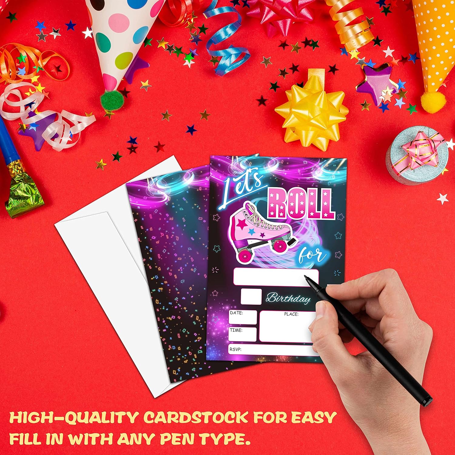 Roller Skate Birthday Invites For Teens 20 Pack