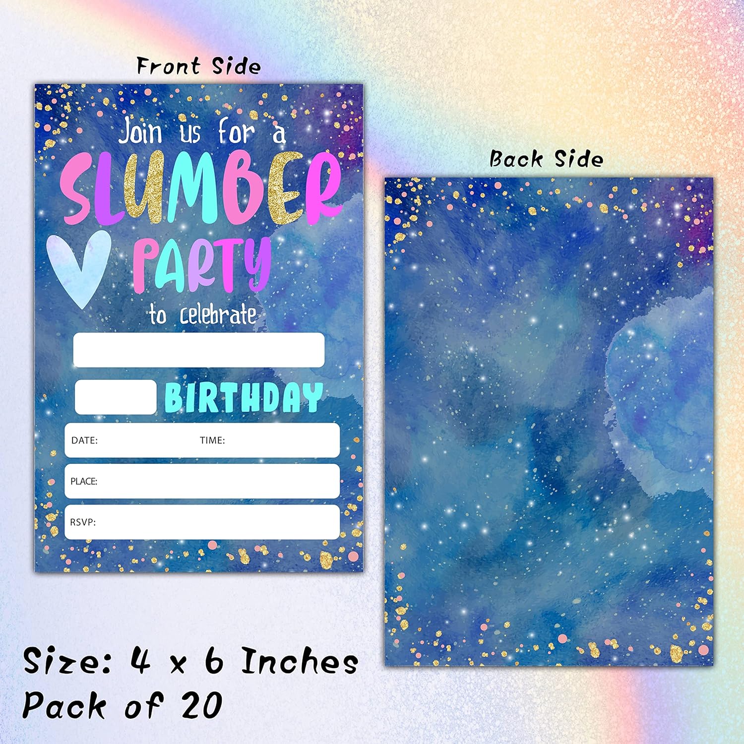 Slumber Birthday Invites with Envelopes - 20 Pack