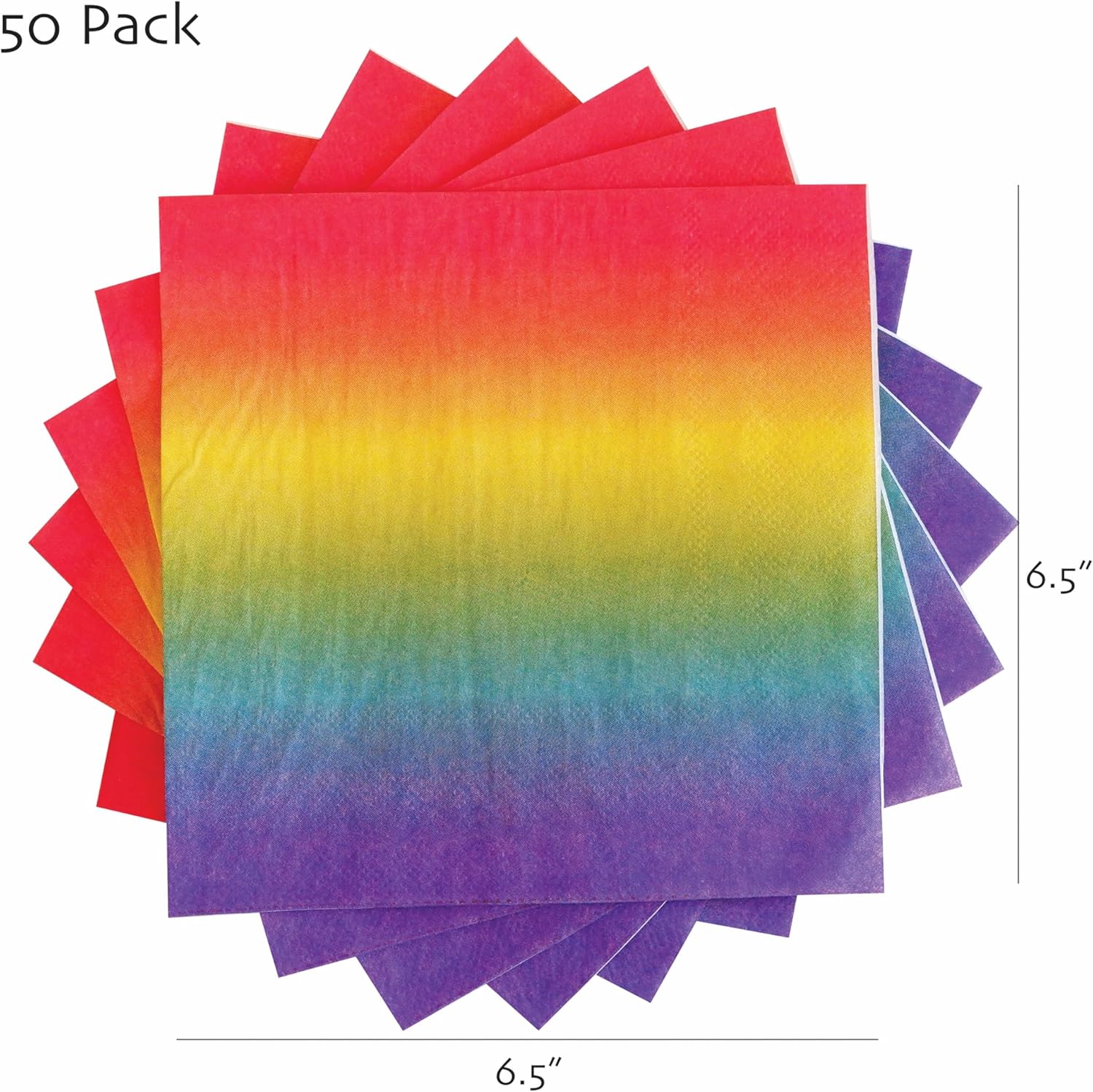 Rainbow Napkins 50 Pack Disposable Party Supplies
