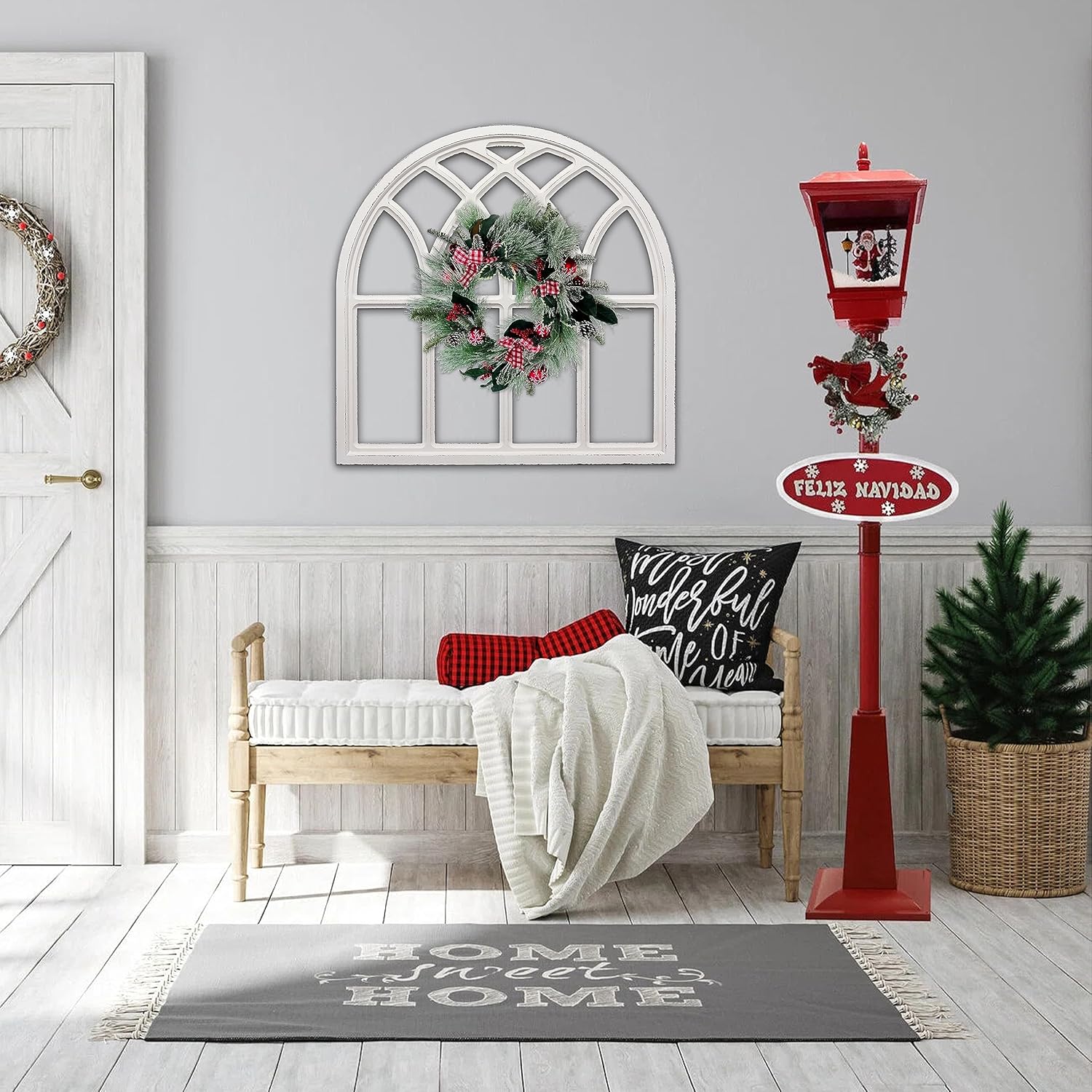 Sintosin 32 Inch White Arched Window Frame Wall Decor