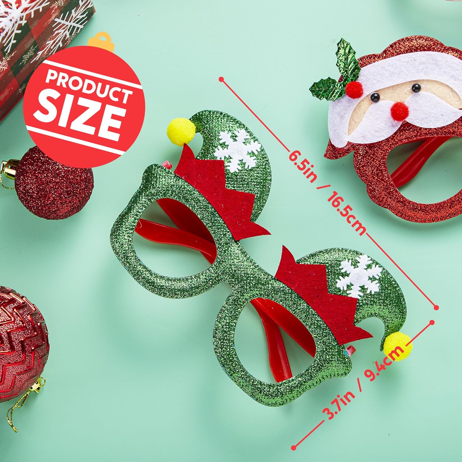 JOYIN 12 Pcs Glitter Christmas Party Glasses Frames