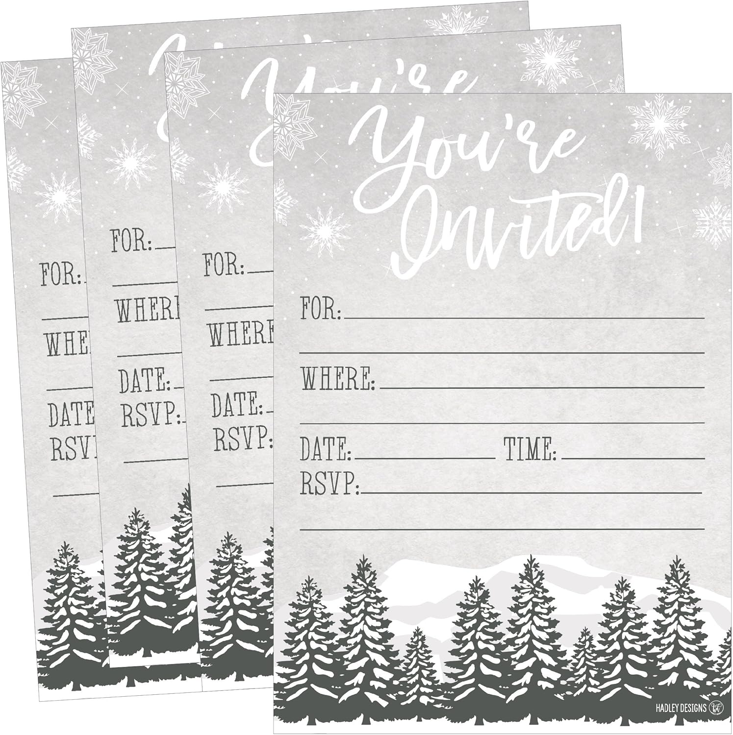 25 Woodland Christmas Holiday Invitations