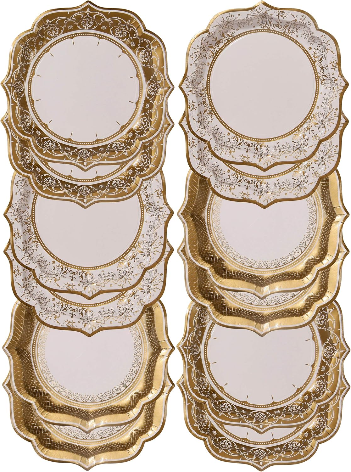 Pack of 12 - 8 Inch Gold Paper Plates for Parties