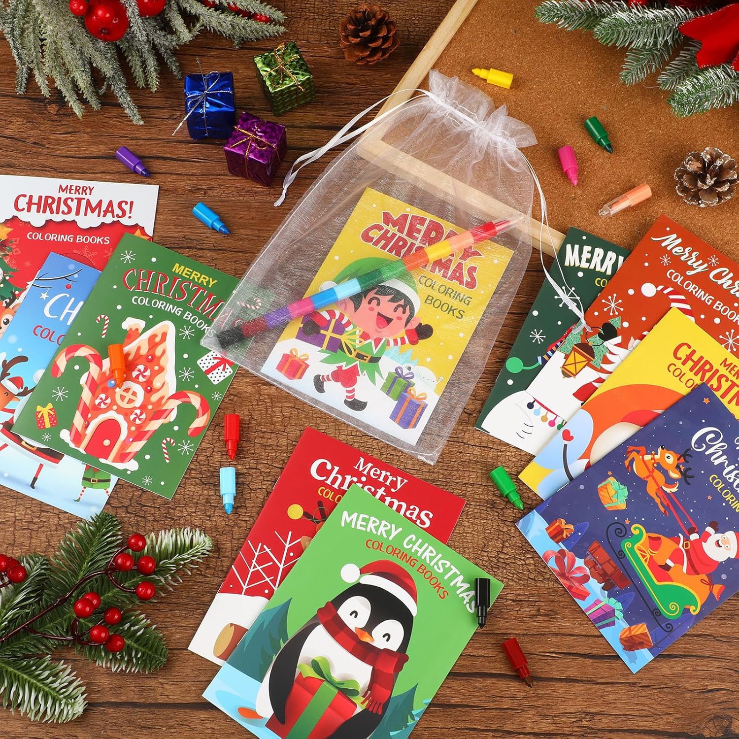 Zhanmai 48 Set Christmas Coloring Books Gift Pack