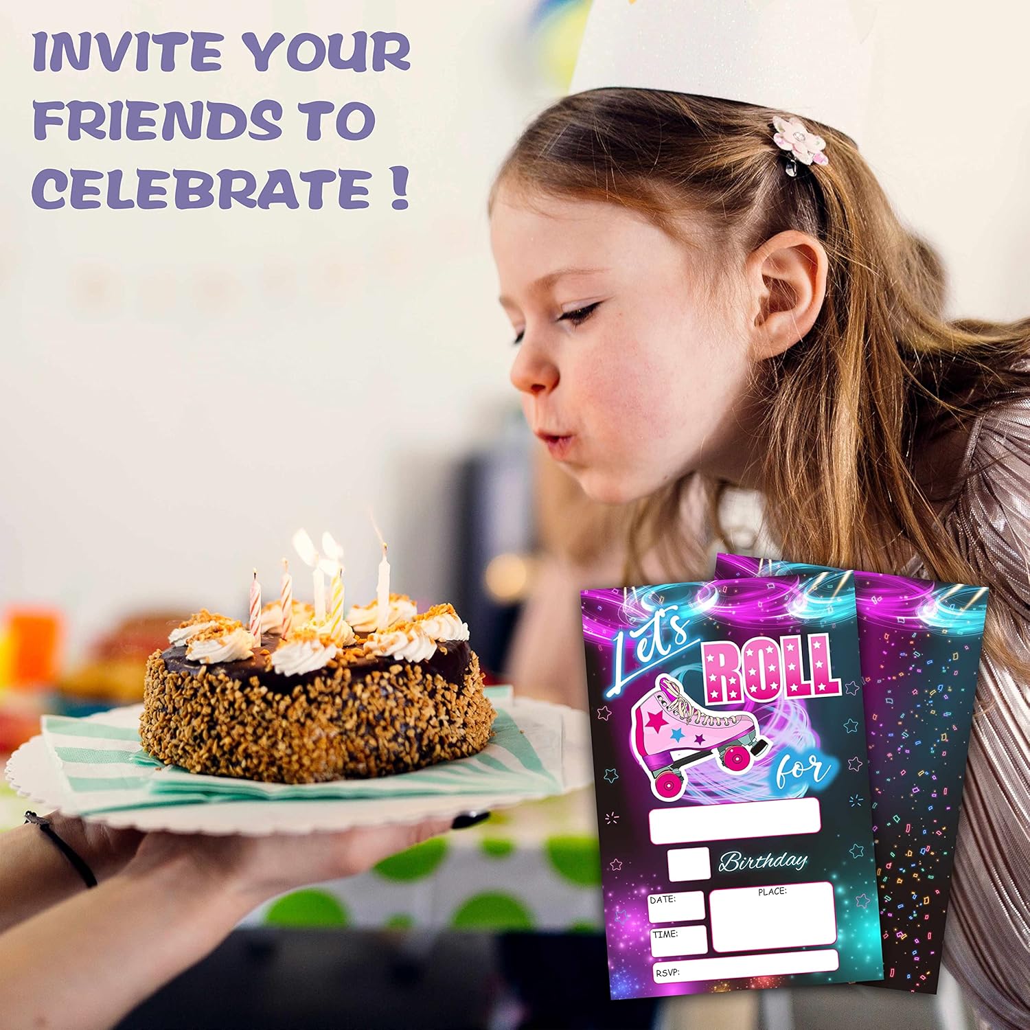 Roller Skate Birthday Invites For Teens 20 Pack