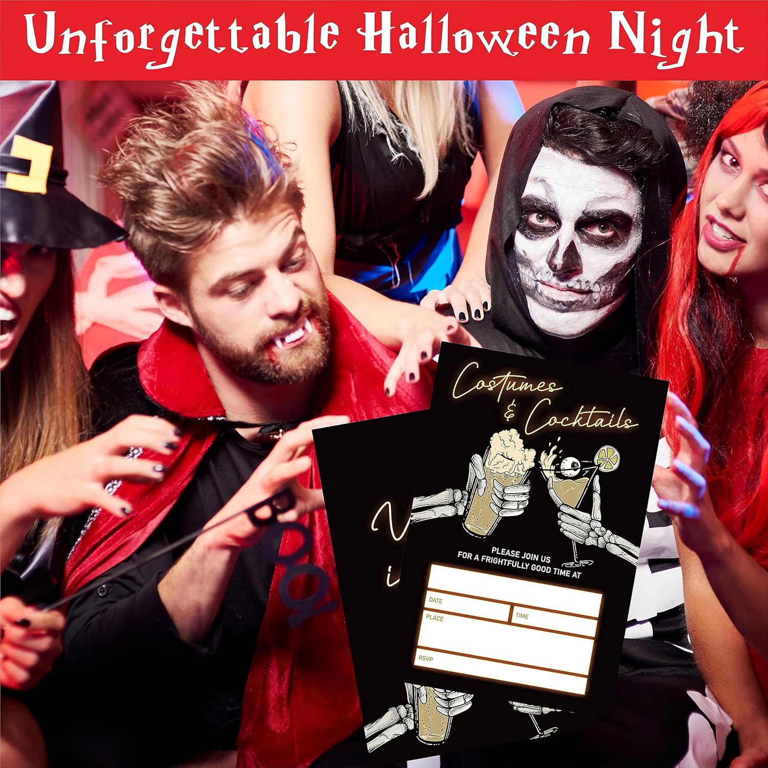 Costumes Cocktails Halloween Party Invitations 20 Pack