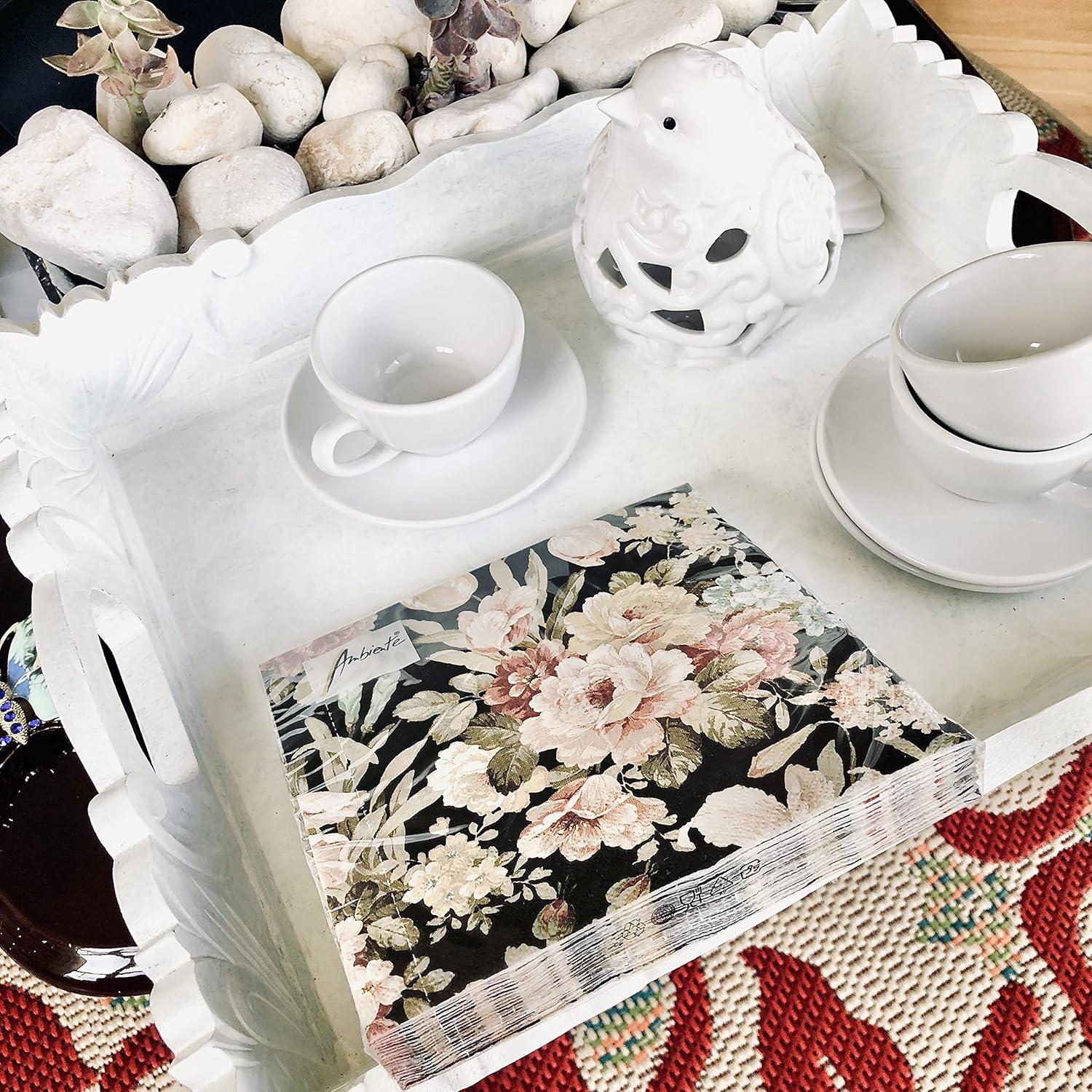 20-Count 65x65 Black Rose Napkins for Decoupage