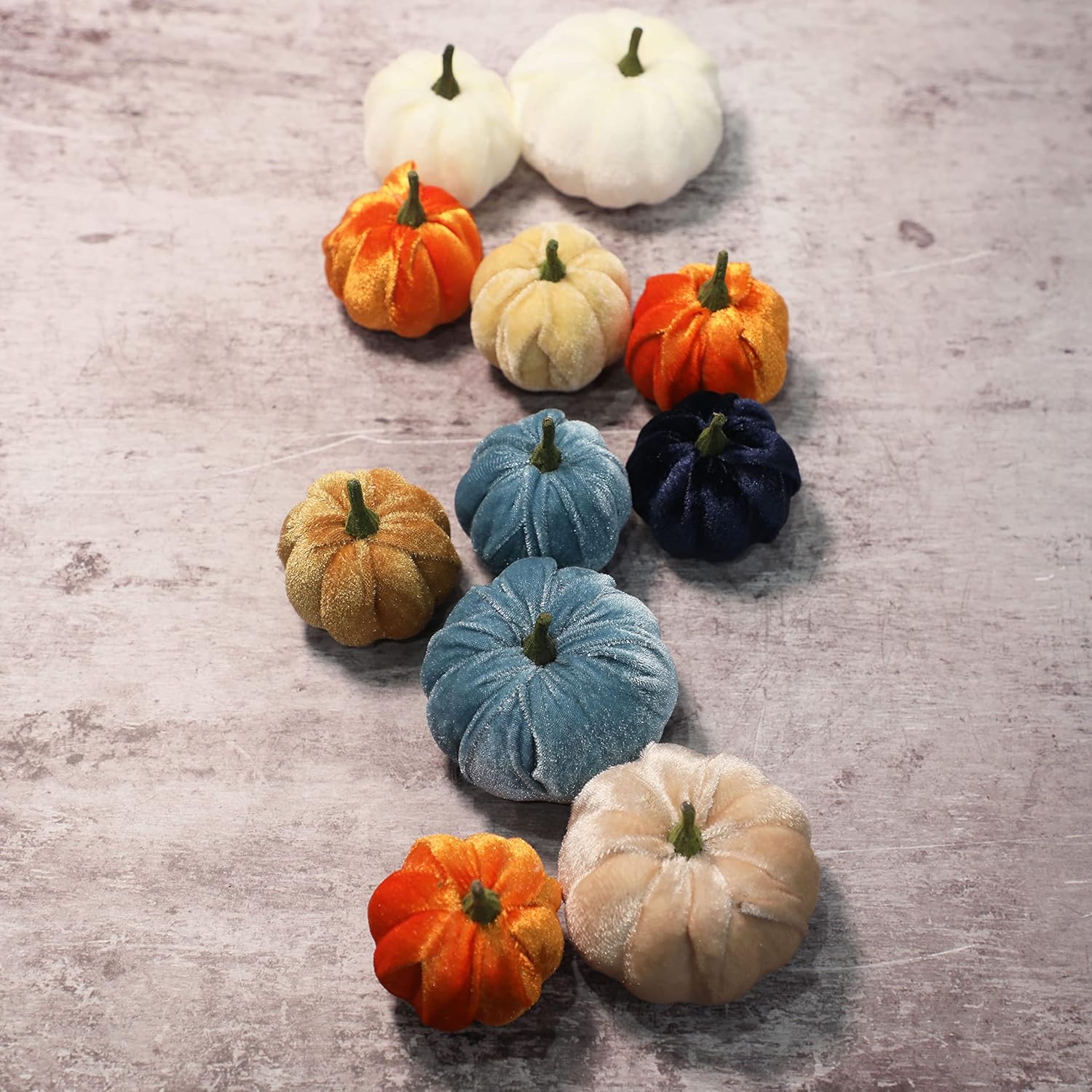 Romingo Halloween Artificial Velvet Pumpkins 12 Pack