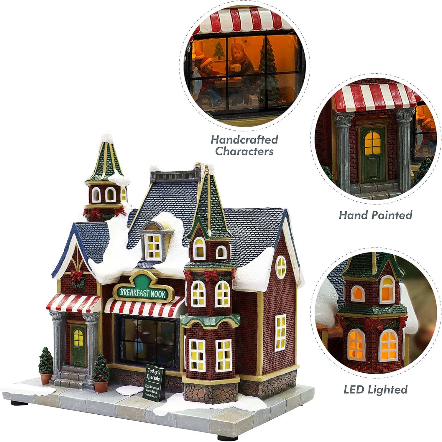 Moments In Time Resin Christmas Village Building with LED Lights and Music