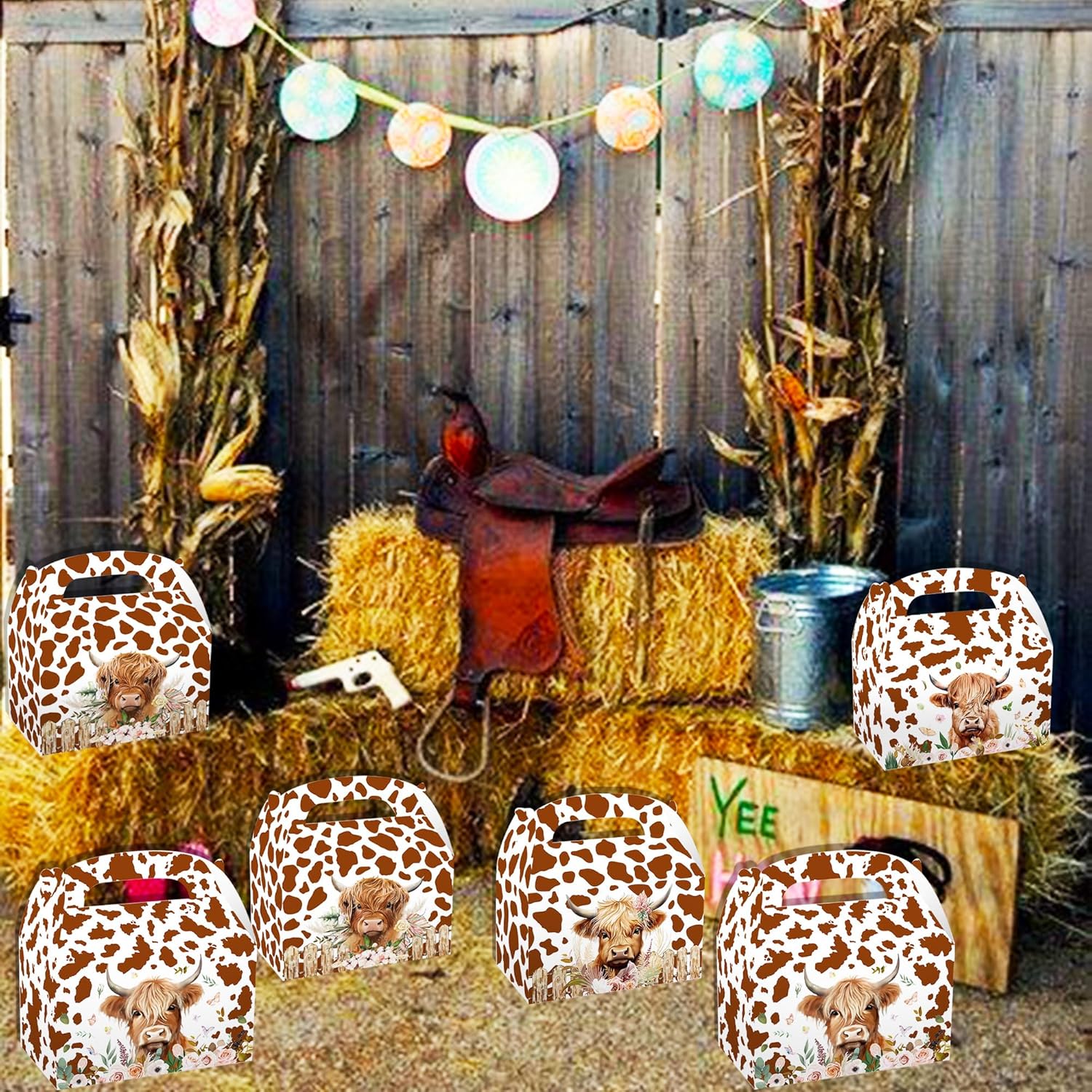 JeVenis 12 Piece Highland Cow Party Favor Set
