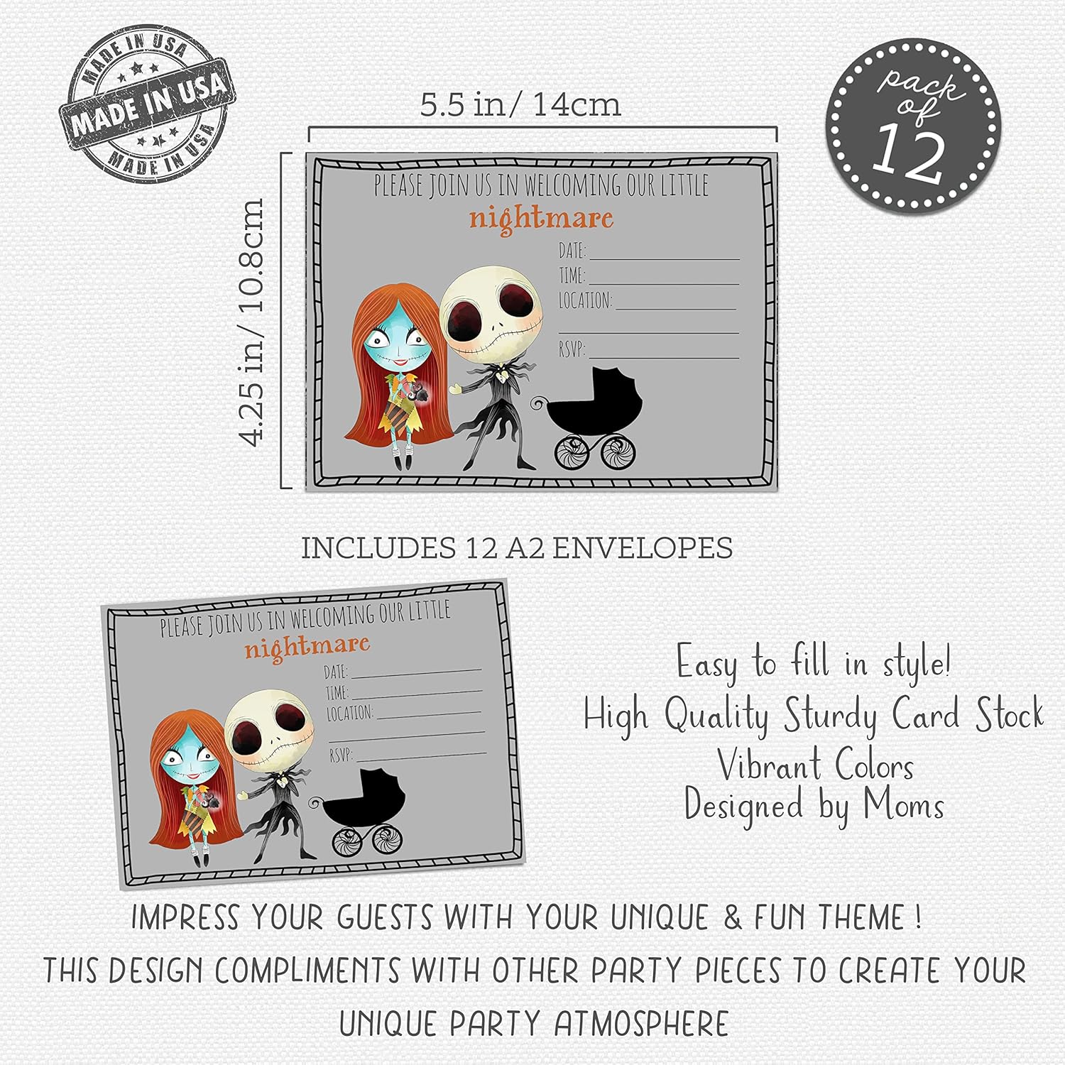 Silly Goose Gifts Welcome Our Little Nightmare Baby Shower Invitations Movie Themed