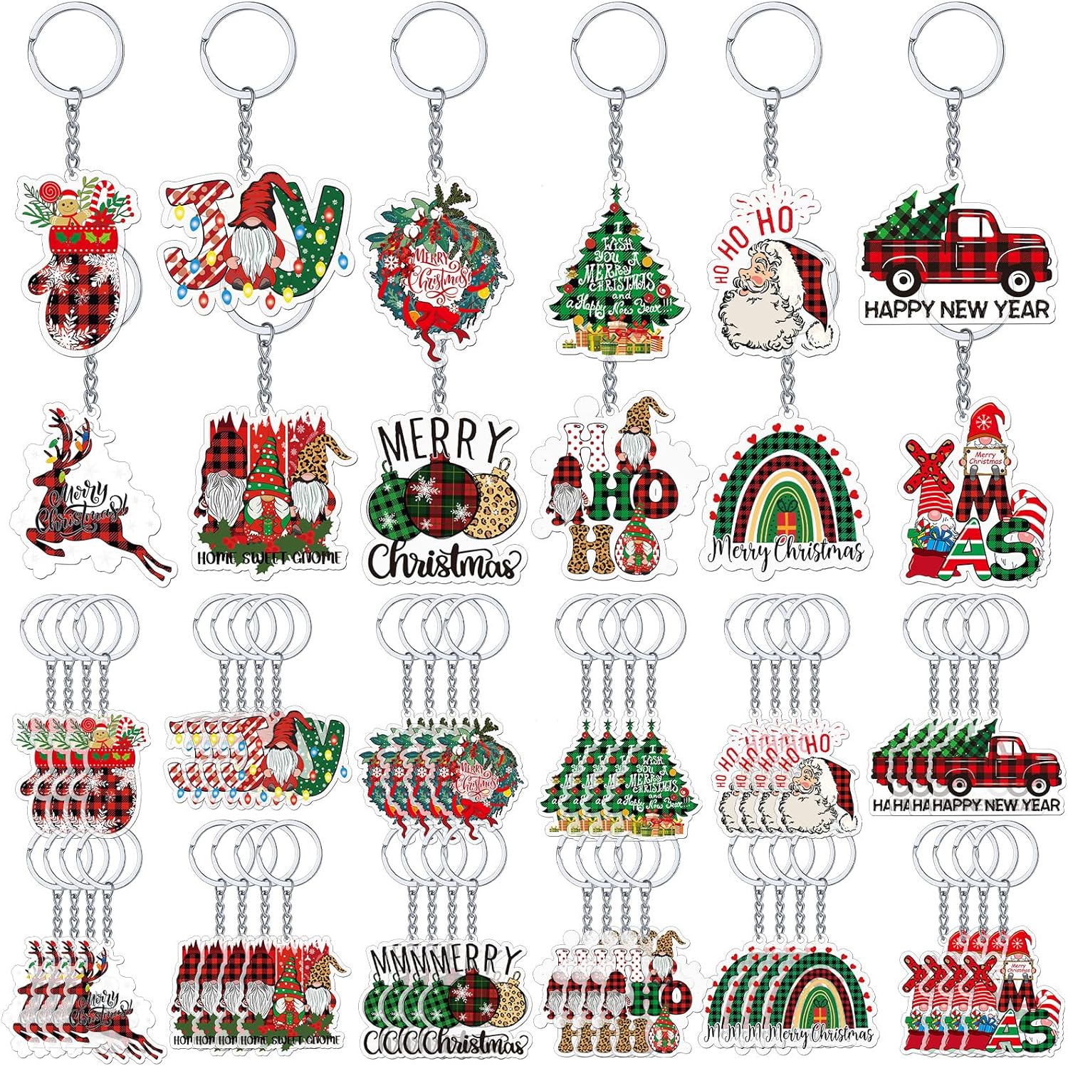 Kigeli 60 Pcs Christmas Keychains Bulk Set