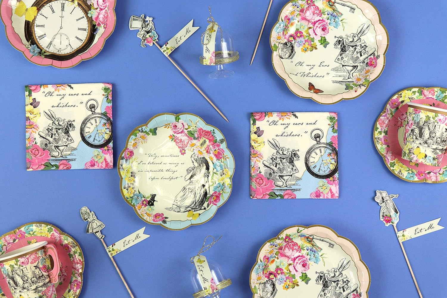 Talking Tables Pack of 24 Alice in Wonderland Themed Plates 7 Inch