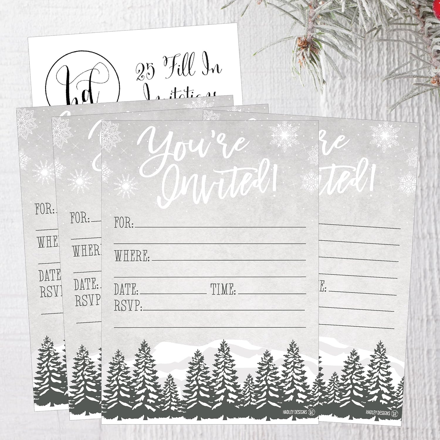 25 Woodland Christmas Holiday Invitations