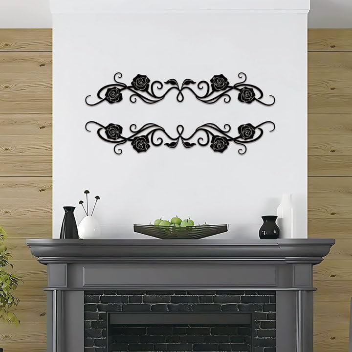 ESTART Large Metal Rose Scroll Wall Decor