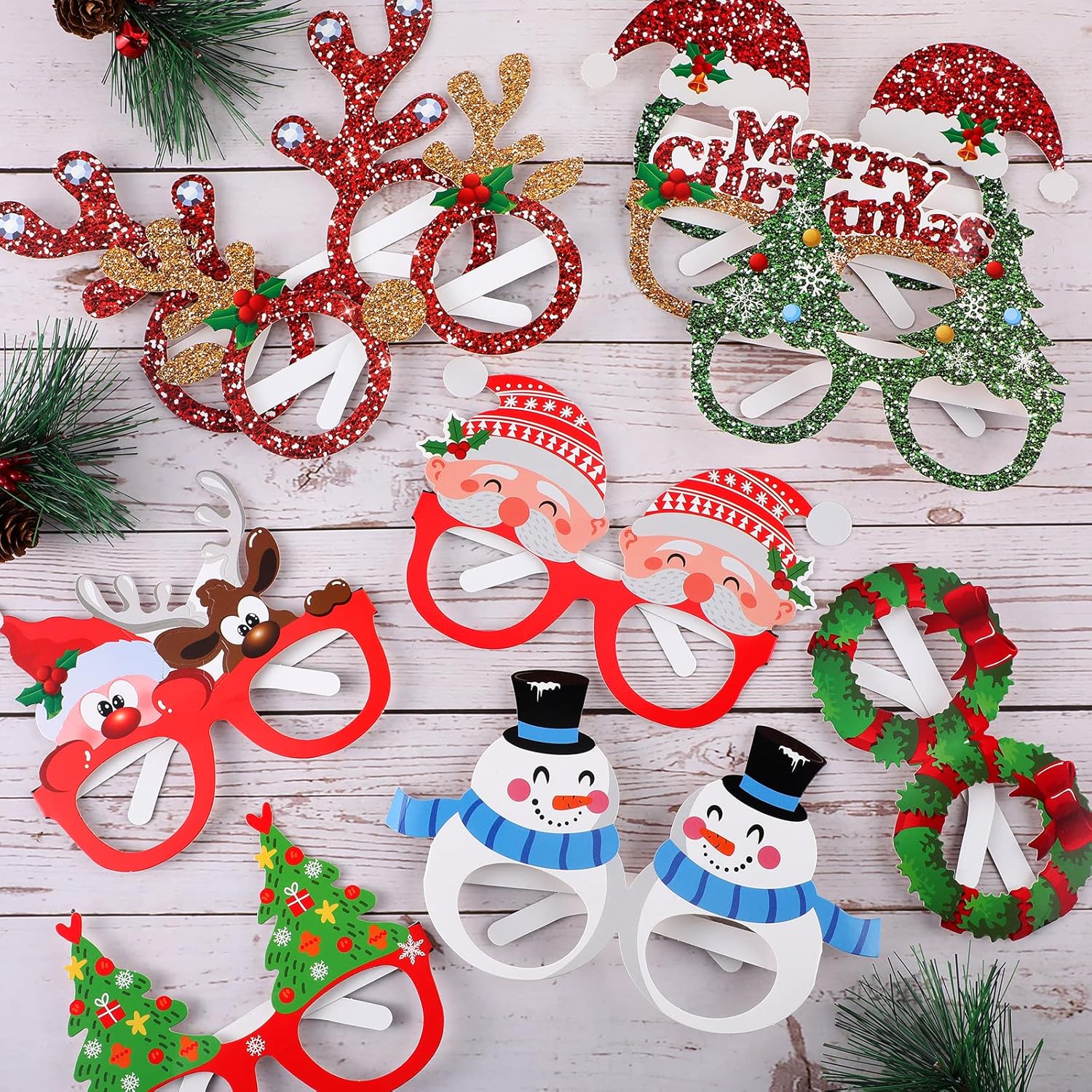 24 Pieces Christmas Party Eyeglasses with Funny Themes