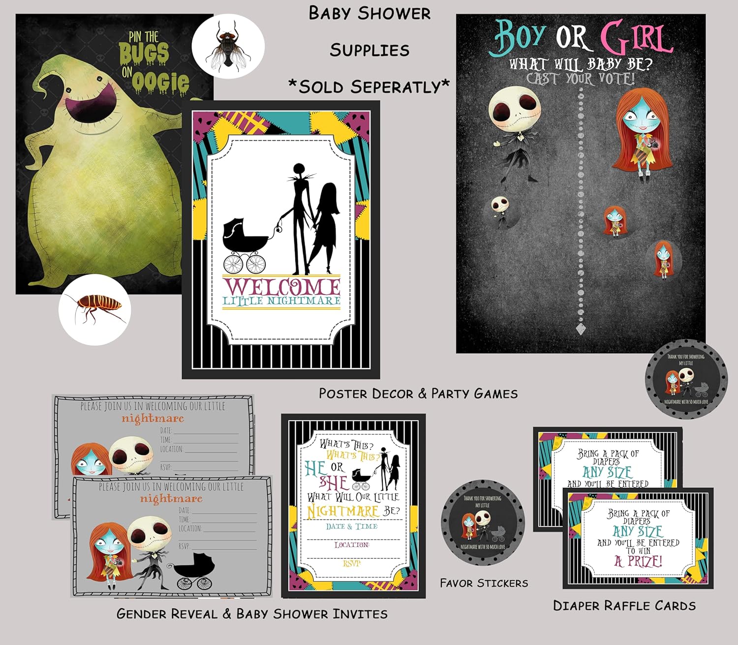Silly Goose Gifts Welcome Our Little Nightmare Baby Shower Invitations Movie Themed