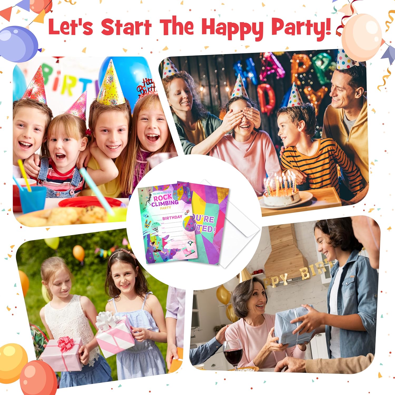 Rock Climbing Birthday Invites for Boys Girls 20-Pack