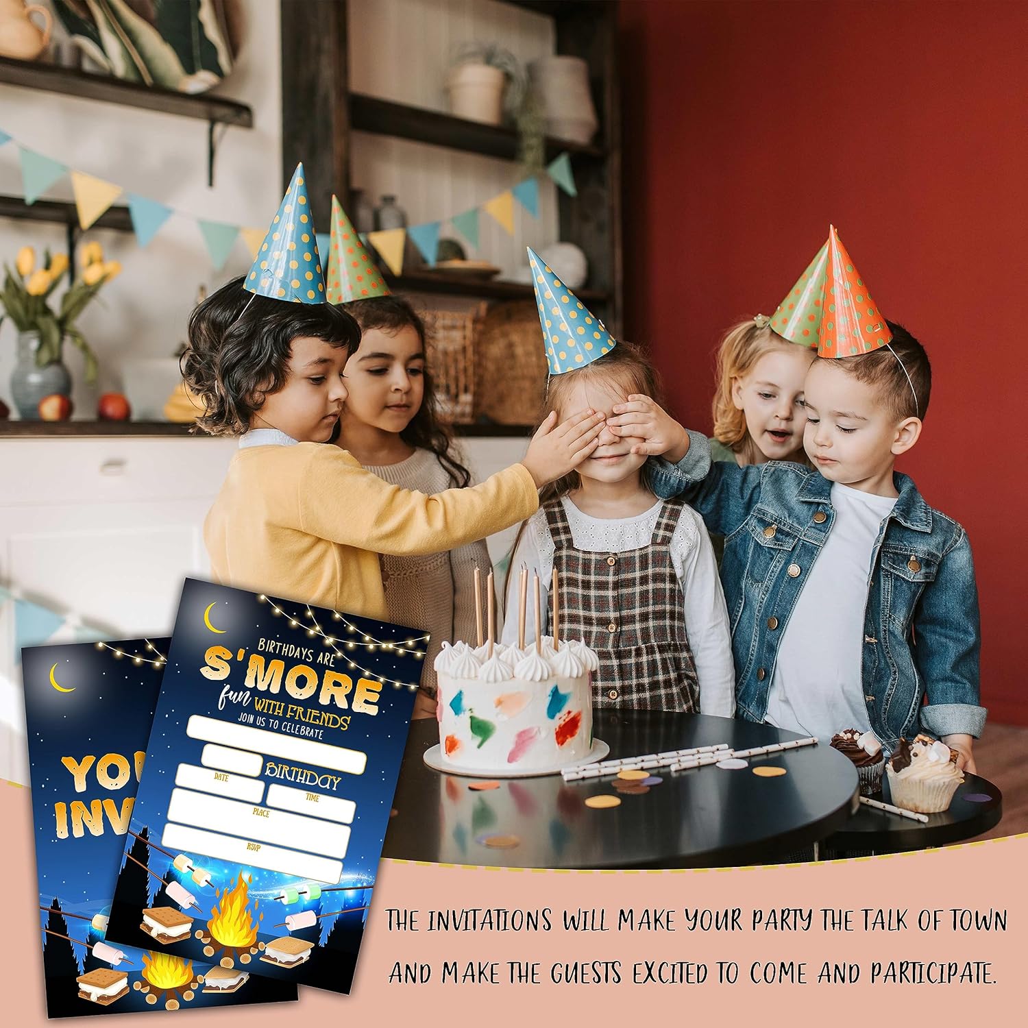 KFNER Camping Smores Birthday Invitations 20 Set