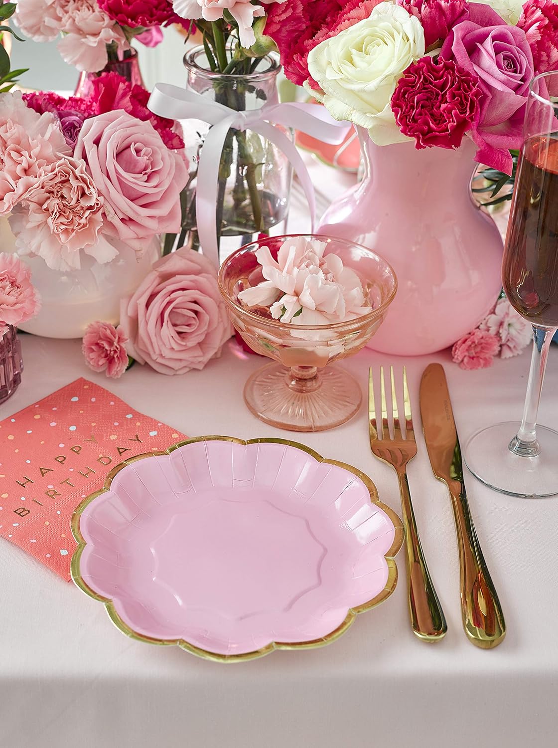 Talking Tables Pack of 12 Rose Gold Foil Edged Plates