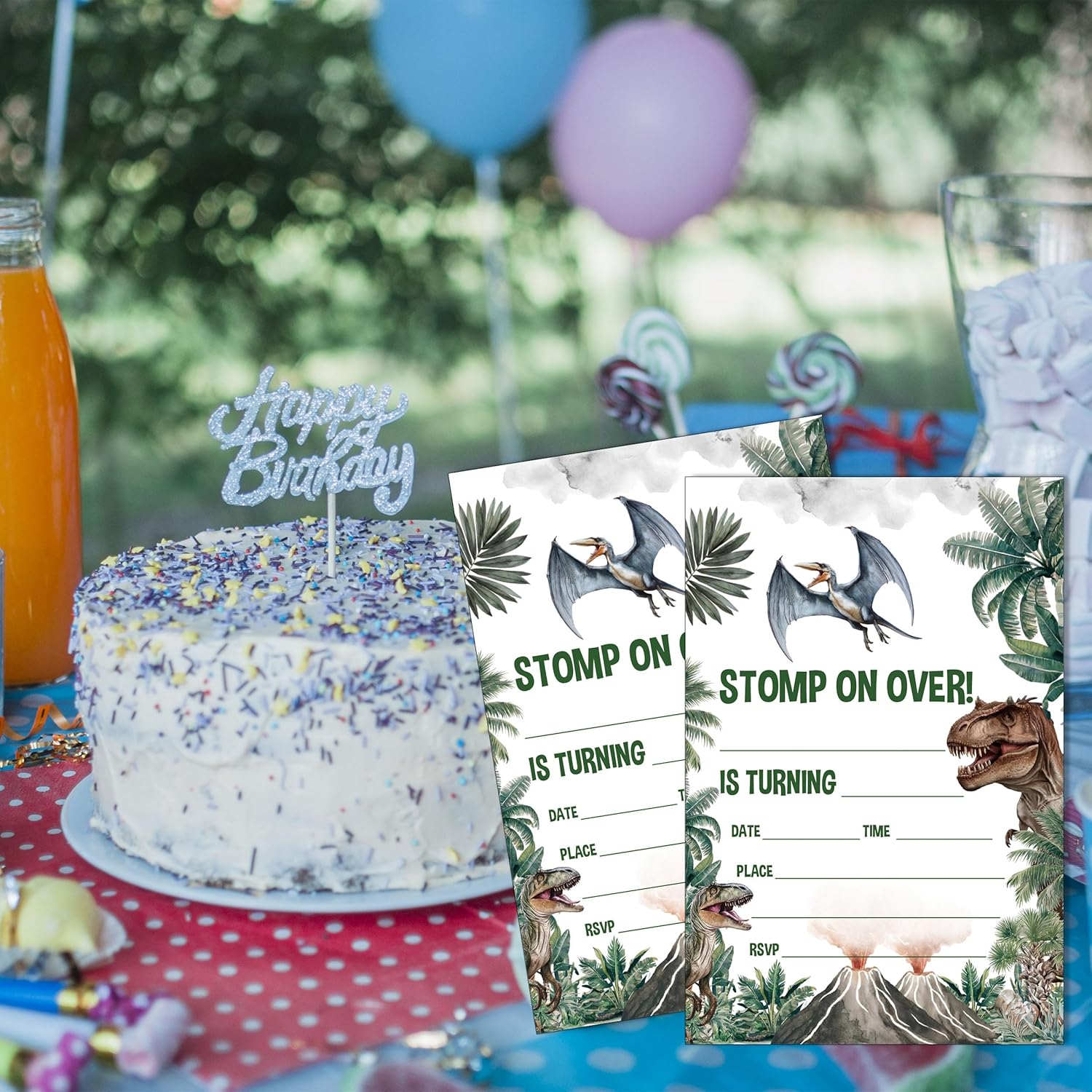 SIXEIGHT Dinosaur Birthday Invitations 20 Pack with Envelopes