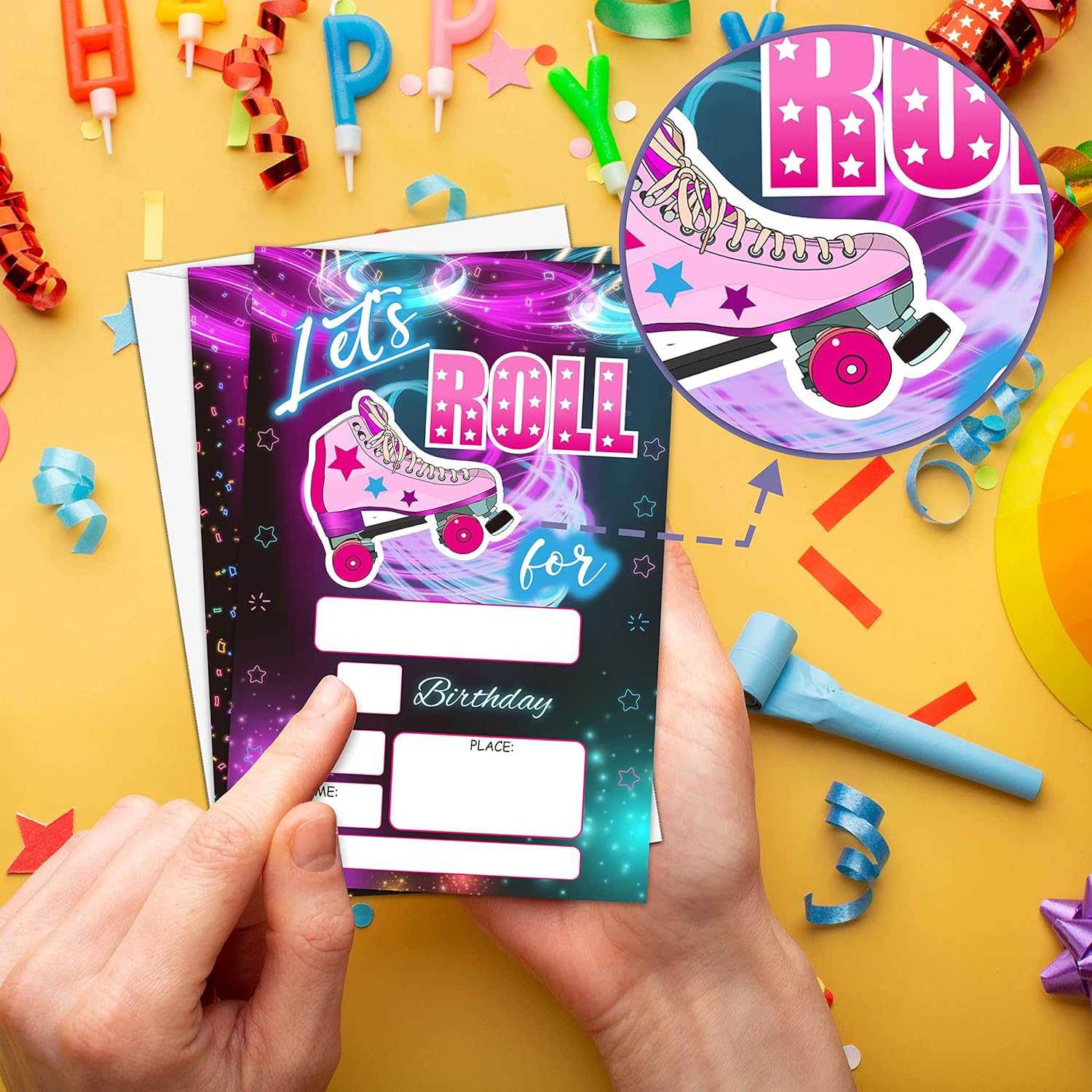 Roller Skate Birthday Invites For Teens 20 Pack