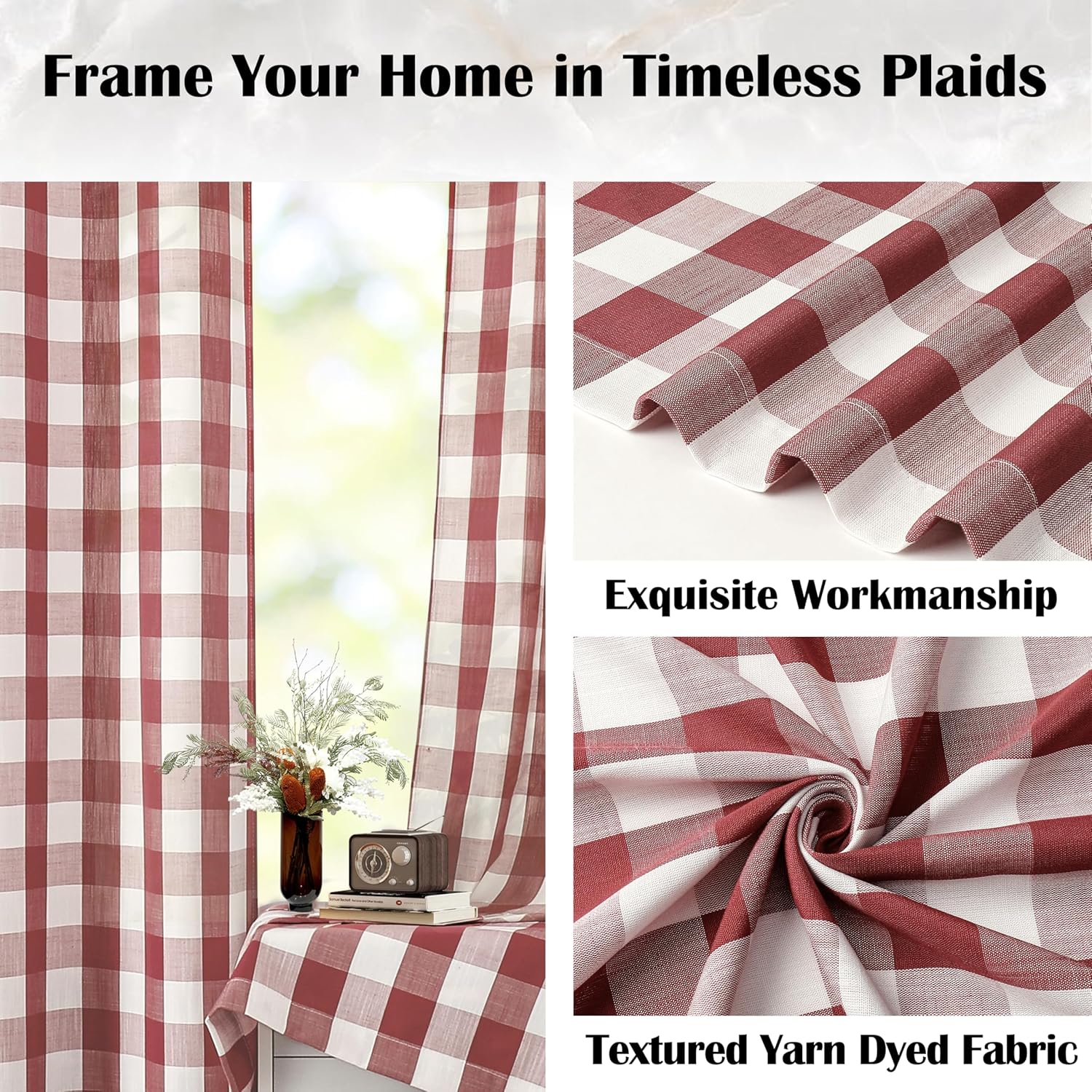 Red Buffalo Plaid Check Curtain Panels 40x84