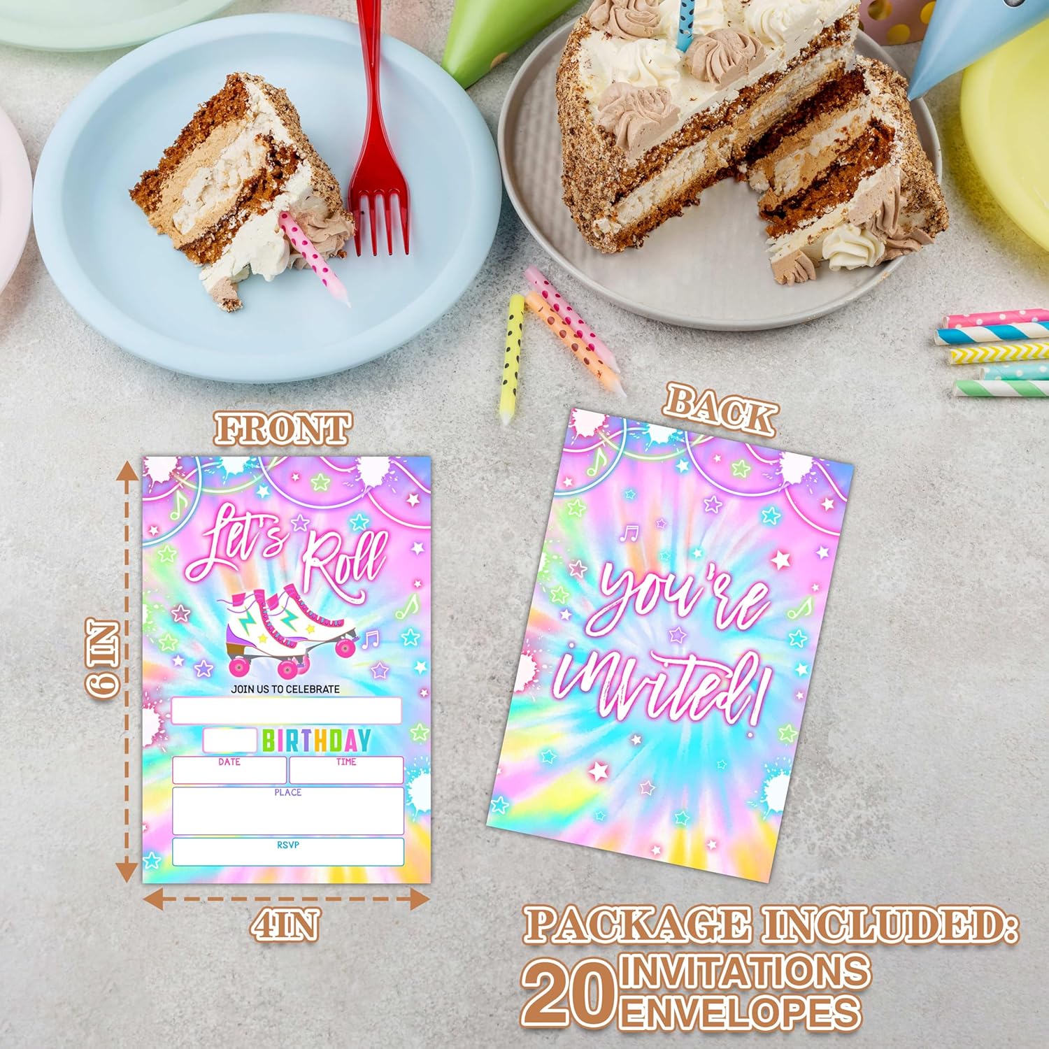 Lets Roll Birthday Invitations with Envelopes 20PCS