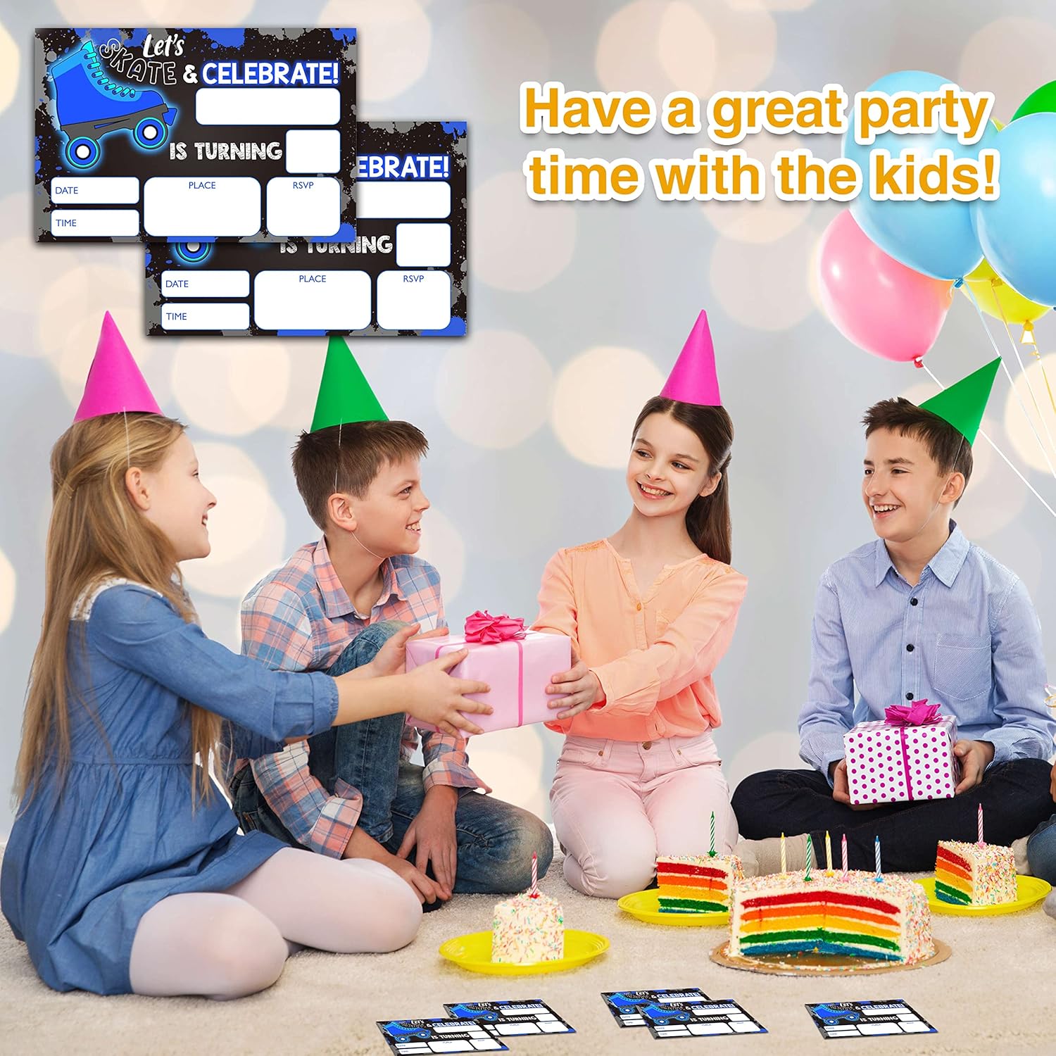 YSTEP Neon Roller Skating Birthday Invites