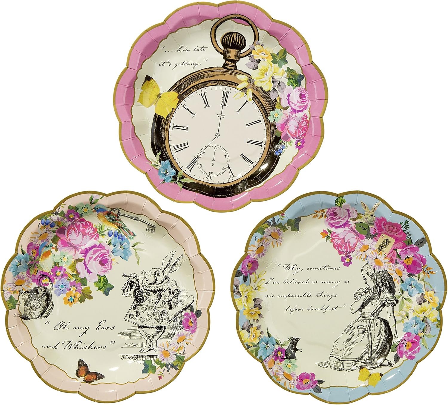 Talking Tables Pack of 24 Alice in Wonderland Themed Plates 7 Inch