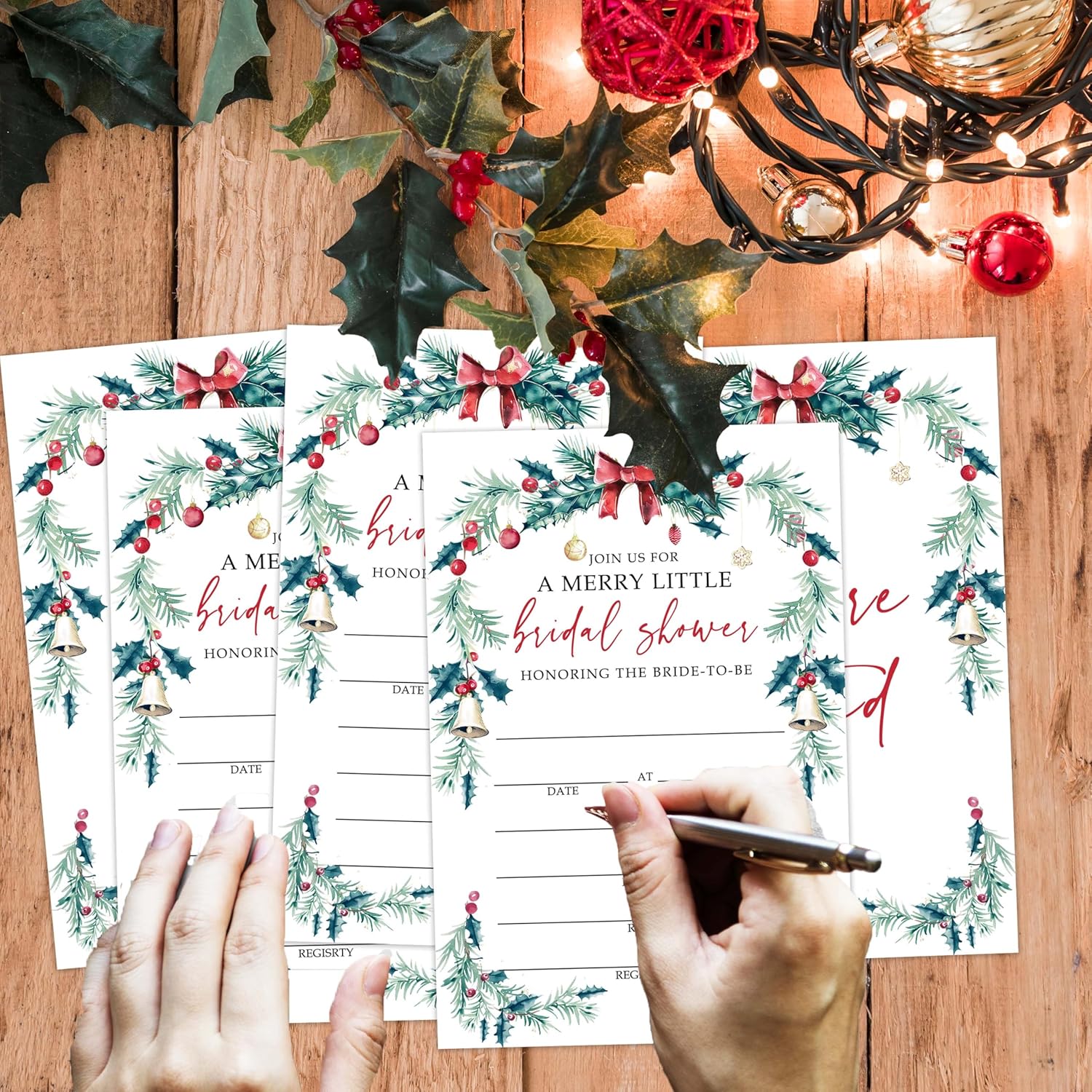 OXRUN Bridal Shower Invites 25 Winter Holiday Cards with Envelopes